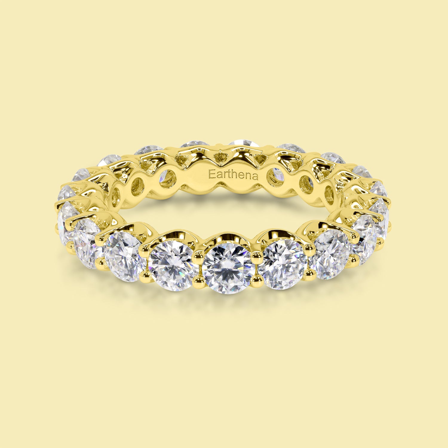 Classic Kira Eternity Round Brilliant-cut Eternity Band Handcrafted in 14K gold, 18K gold, or Platinum by Earthena Jewelry in Beverly Hills.