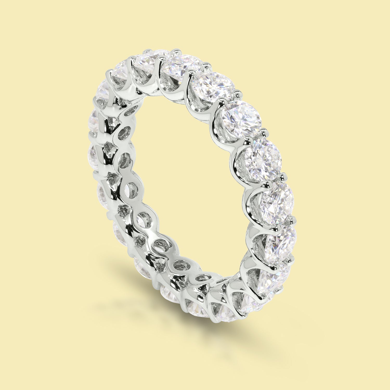 Classic Kira Eternity Round Brilliant-cut Eternity Band Handcrafted in 14K gold, 18K gold, or Platinum by Earthena Jewelry in Beverly Hills.