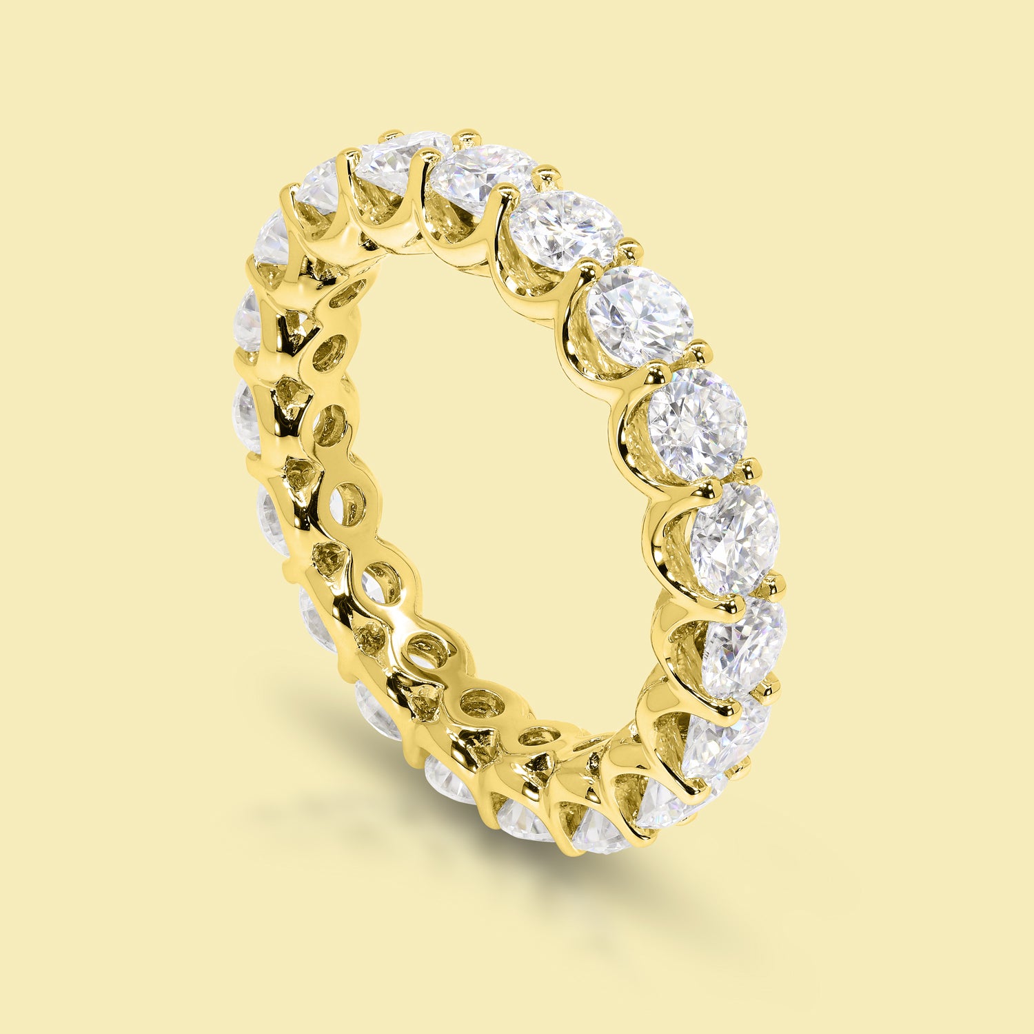 Classic Kira Eternity Round Brilliant-cut Eternity Band Handcrafted in 14K gold, 18K gold, or Platinum by Earthena Jewelry in Beverly Hills.