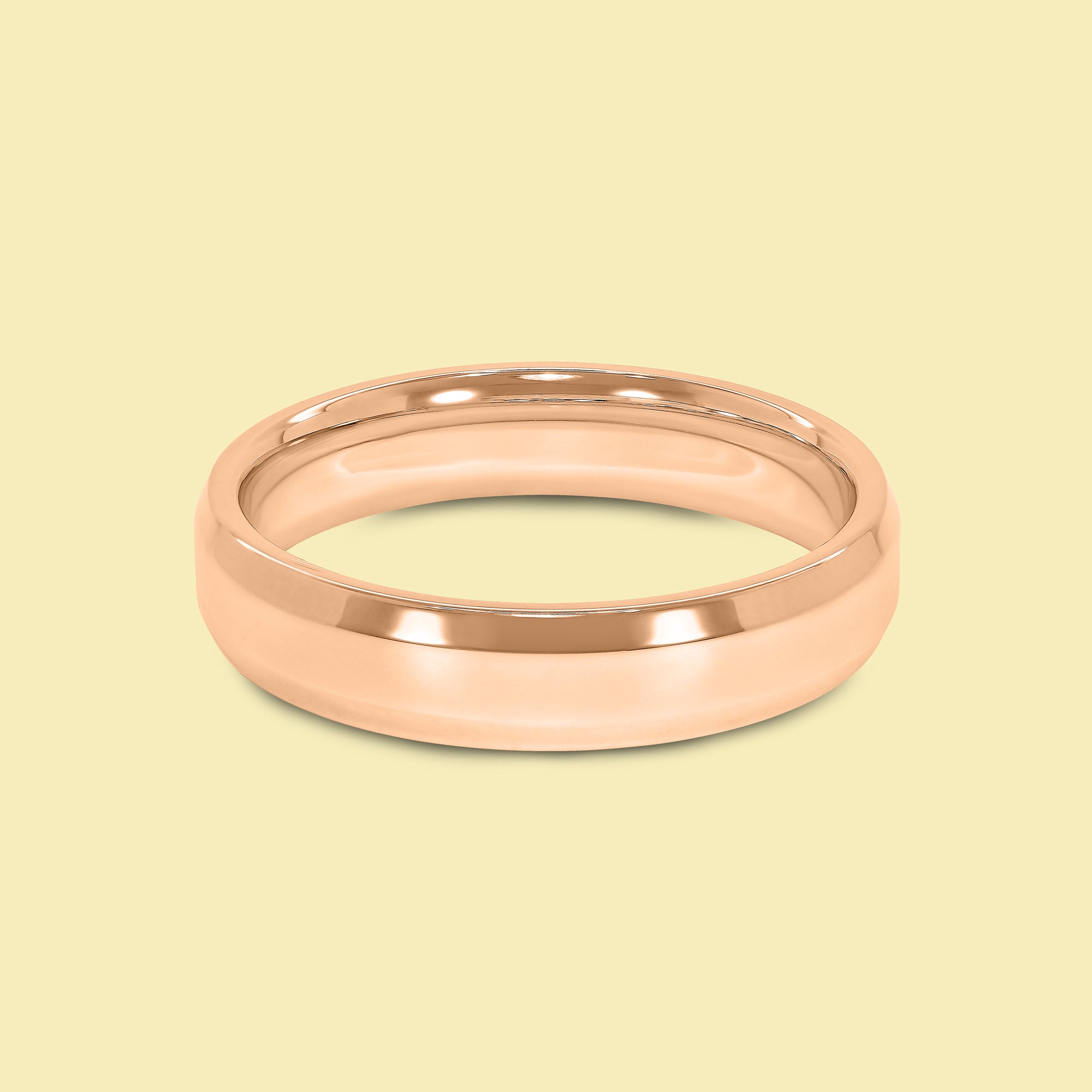 The Knox Solid Gold 5mm Beveled Edge High Polish Comfort Fit Men's Wedding Band in 14K Gold, 18K Gold, or Platinum by Earthena Jewelry of Beverly Hills.