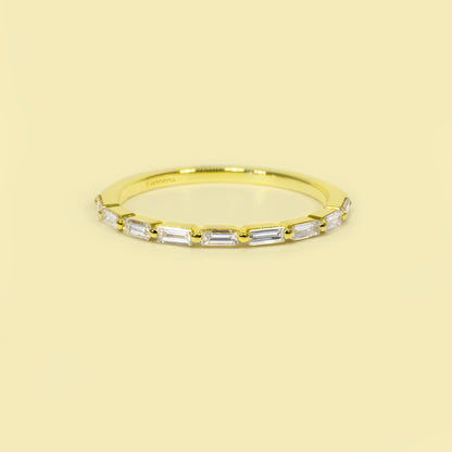 Laci Floating Stackable Shared-prong Lab-grown Diamond Band Handcrafted in 14K or 18K Solid Gold by Earthena Jewelry