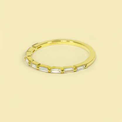 Laci Floating Stackable Shared-prong Lab-grown Diamond Band Handcrafted in 14K or 18K Solid Gold by Earthena Jewelry