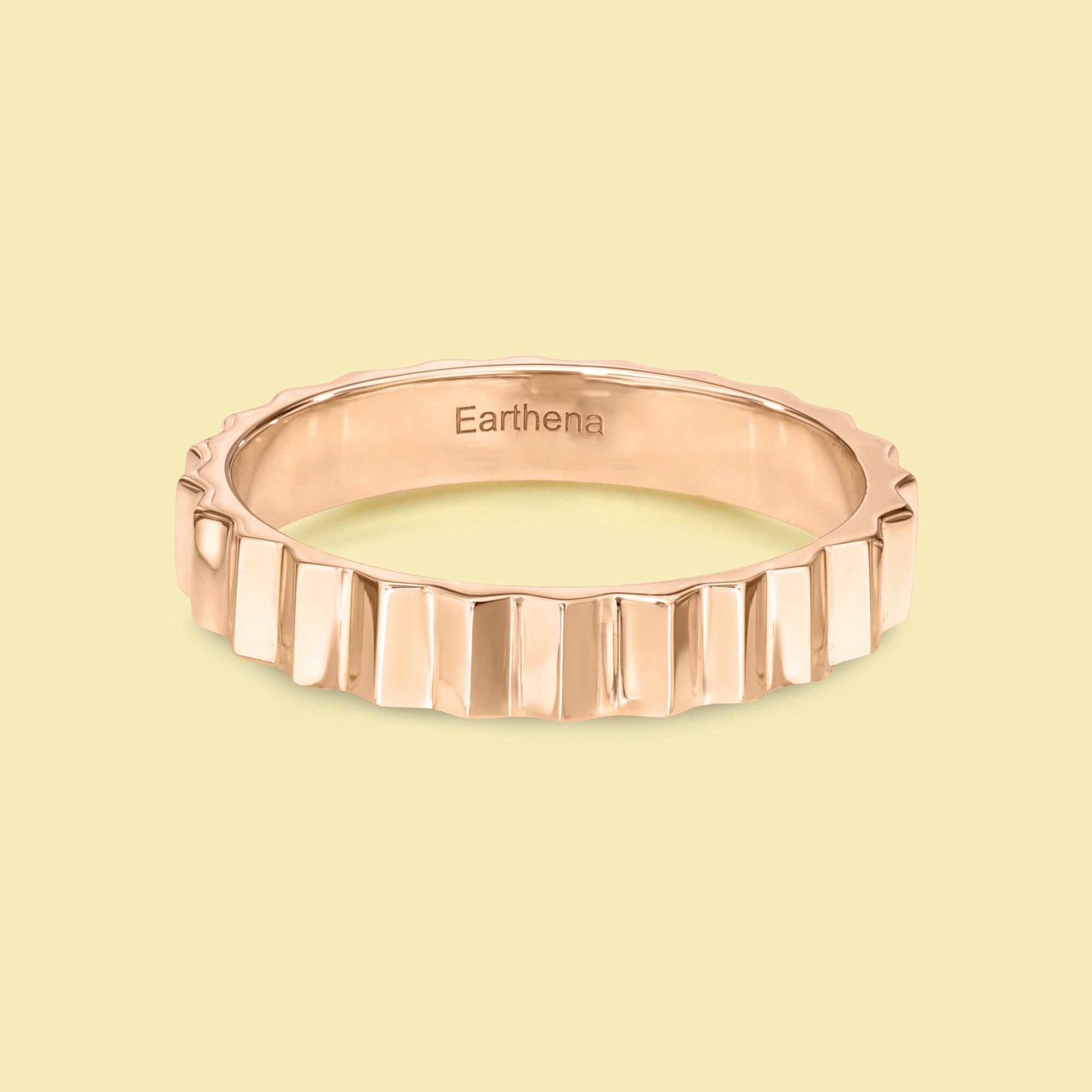 Leona Stackable Fluting Solid Gold Band Handcrafted in 14K Gold, 18K Gold, or Platinum in Los Angeles by Earthena Jewelry.