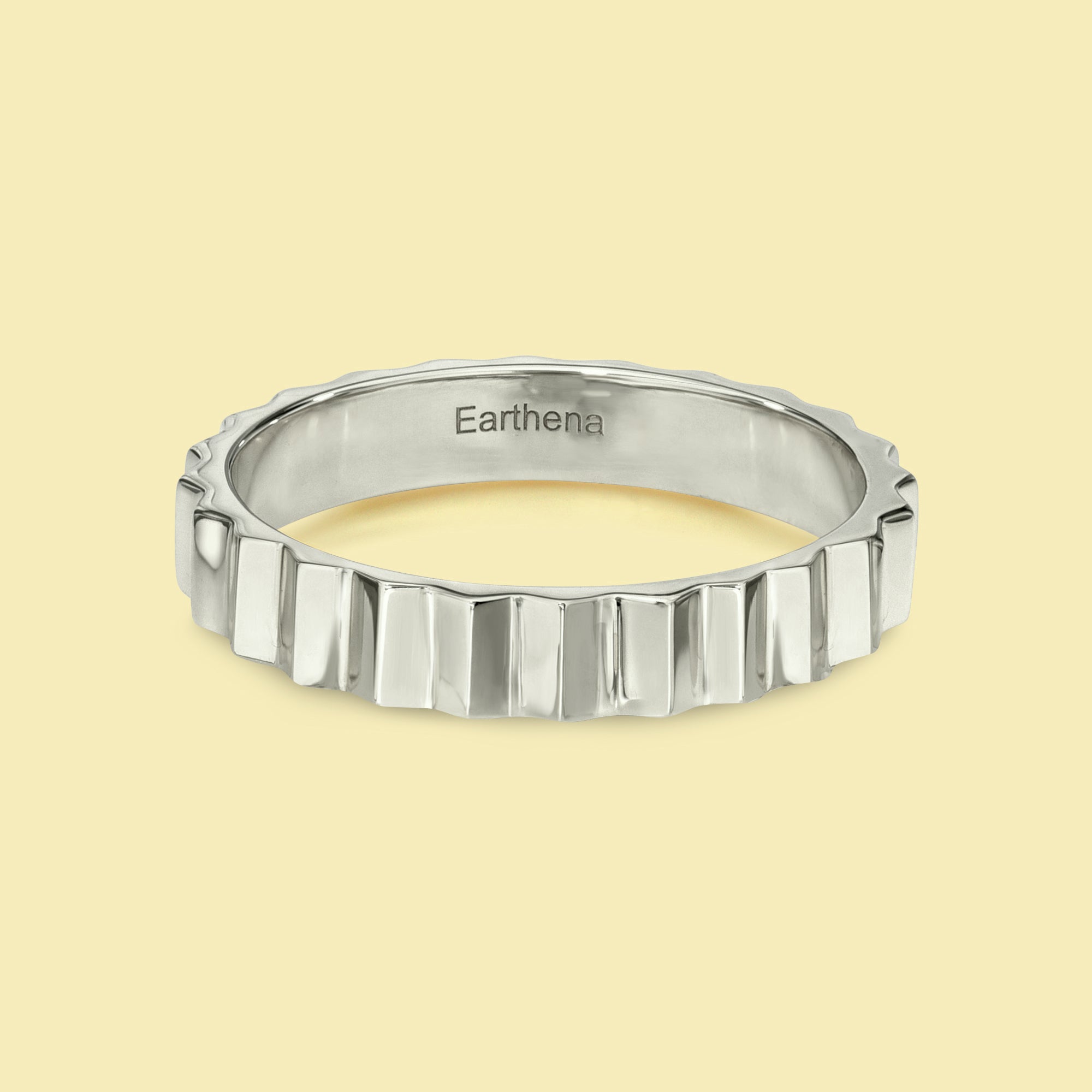 Leona Stackable Fluting Solid Gold Band Handcrafted in 14K Gold, 18K Gold, or Platinum in Los Angeles by Earthena Jewelry.