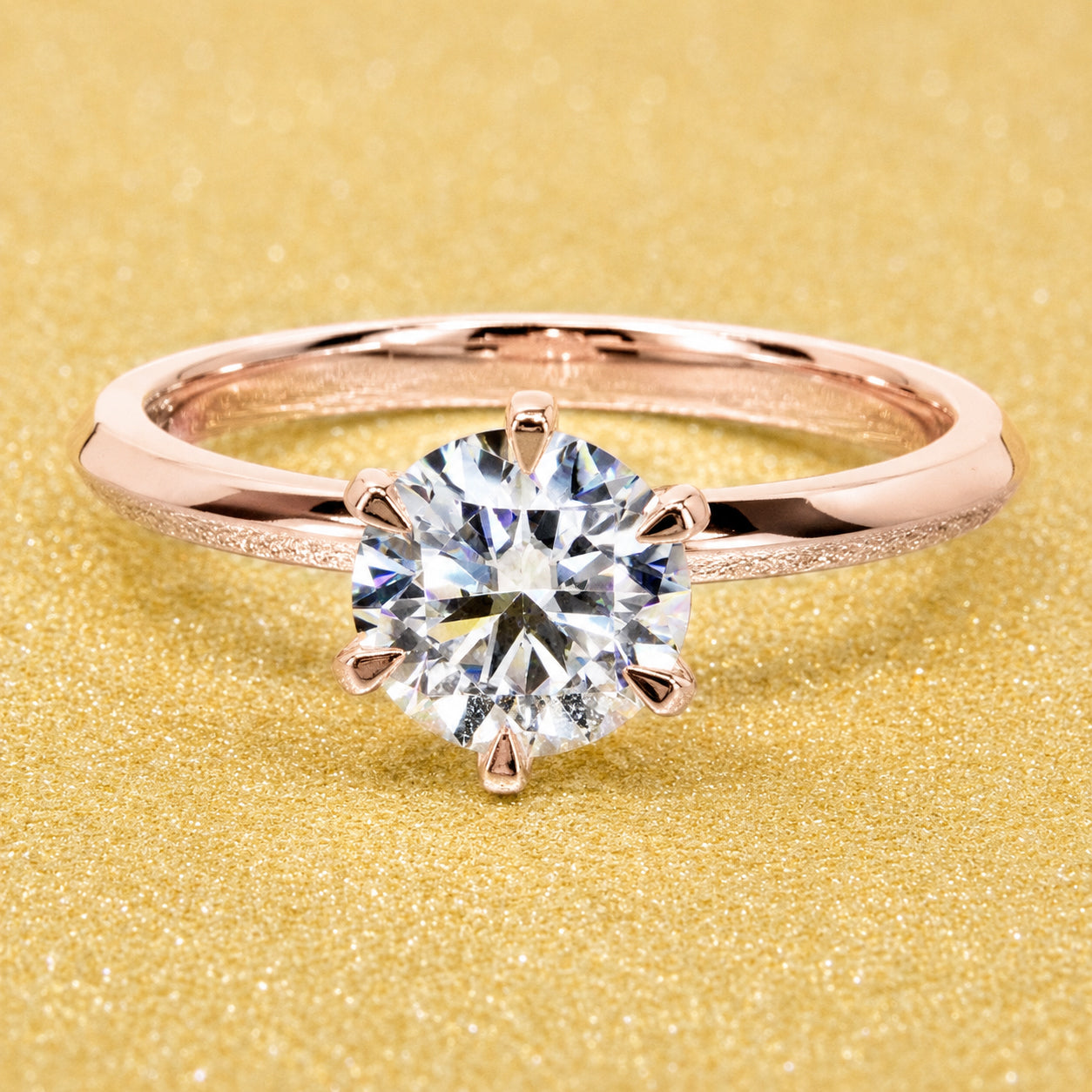 The Lexi, 1ct Round Brilliant-Cut Lab-Grown Diamond Knife-Edge Solitaire Engagement Ring in 14K Gold, 18K Gold, or Platinum by Earthena Jewelry of Beverly Hills