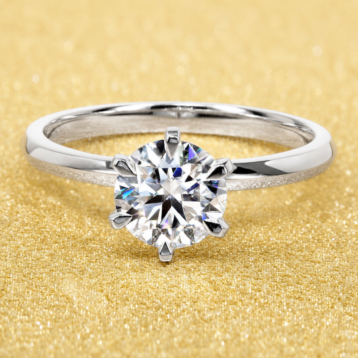The Lexi, 1ct Round Brilliant-Cut Lab-Grown Diamond Knife-Edge Solitaire Engagement Ring in 14K Gold, 18K Gold, or Platinum by Earthena Jewelry of Beverly Hills