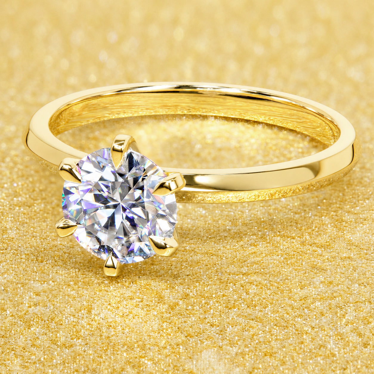 The Lexi, 1ct Round Brilliant-Cut Lab-Grown Diamond Knife-Edge Solitaire Engagement Ring in 14K Gold, 18K Gold, or Platinum by Earthena Jewelry of Beverly Hills