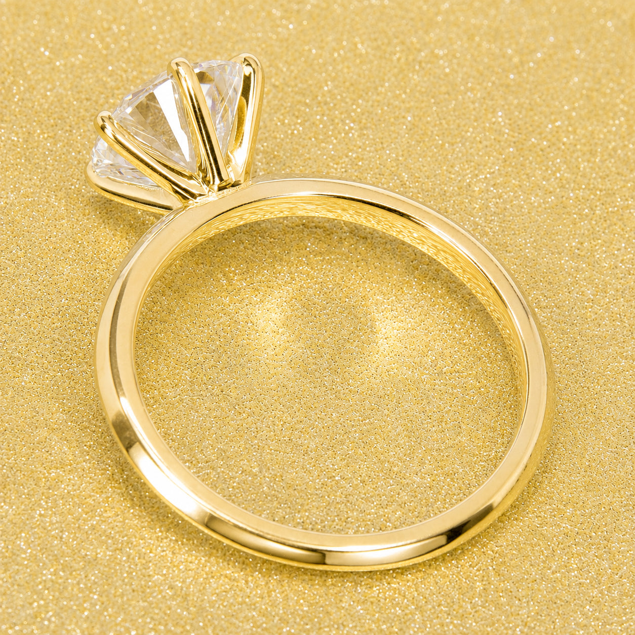 The Lexi, 2ct Round Brilliant-Cut Lab-Grown Diamond Knife-Edge Solitaire Engagement Ring in 14K Gold, 18K Gold, or Platinum by Earthena Jewelry of Beverly Hills.