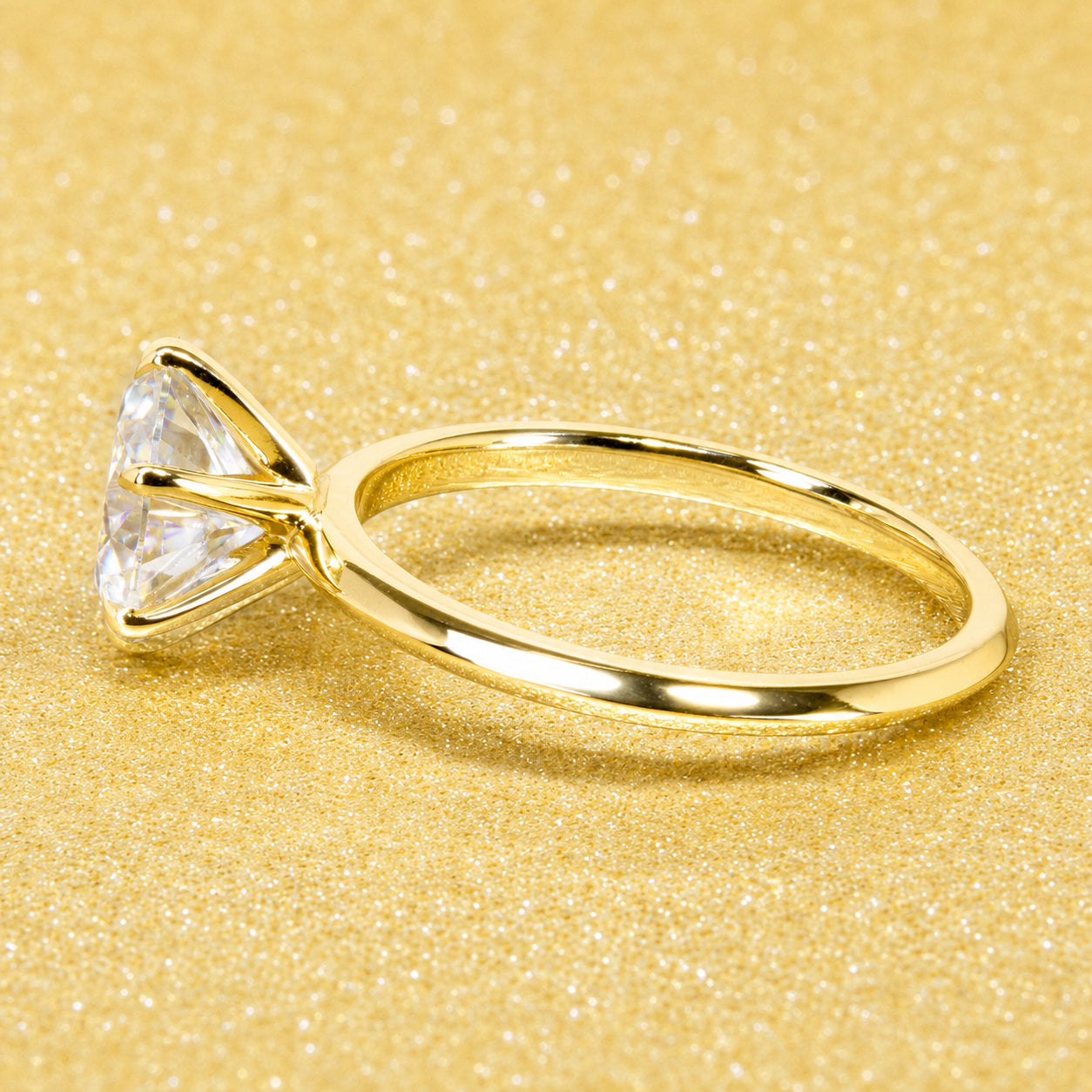 The Lexi, 2ct Round Brilliant-Cut Lab-Grown Diamond Knife-Edge Solitaire Engagement Ring in 14K Gold, 18K Gold, or Platinum by Earthena Jewelry of Beverly Hills.