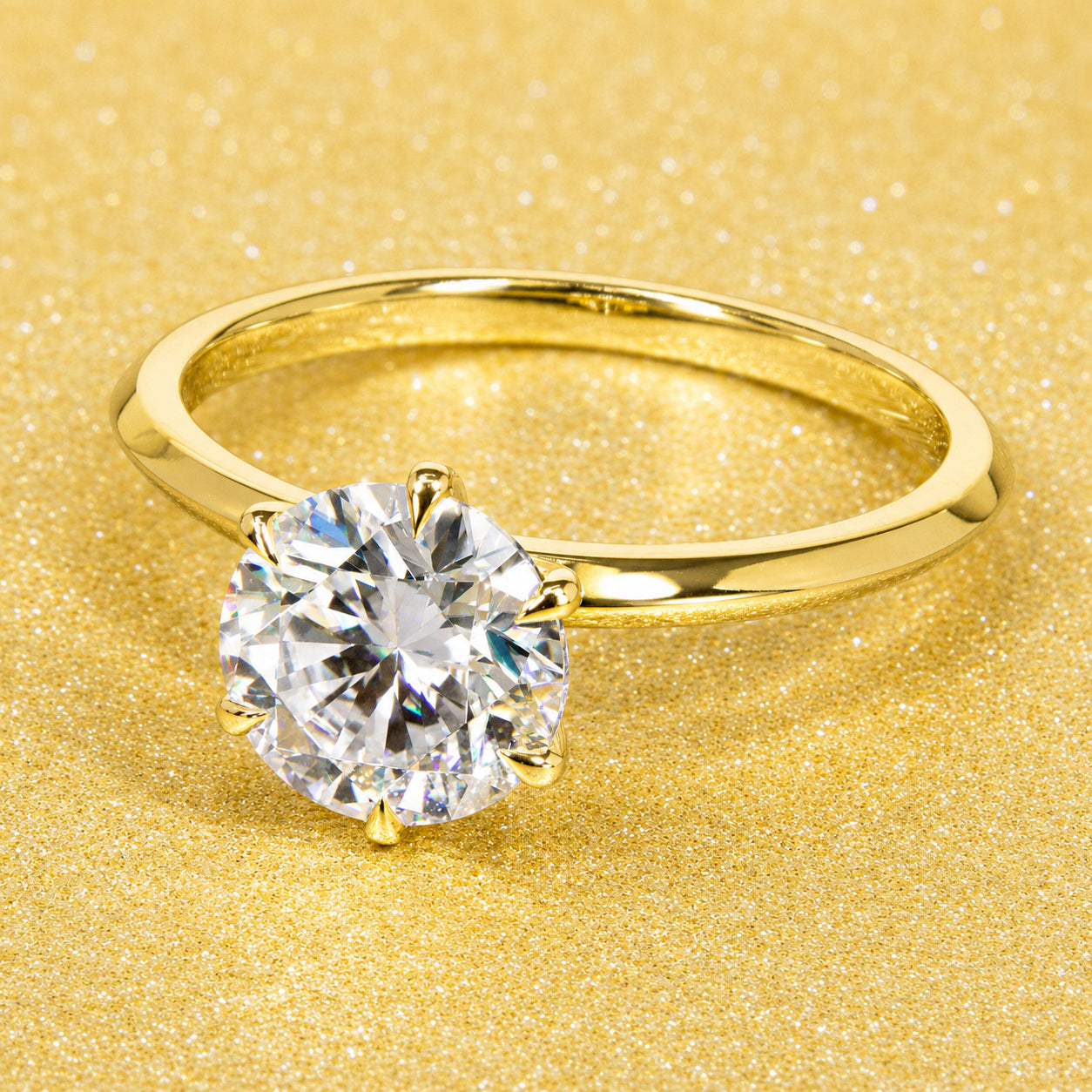 The Lexi, 2ct Round Brilliant-Cut Lab-Grown Diamond Knife-Edge Solitaire Engagement Ring in 14K Gold, 18K Gold, or Platinum by Earthena Jewelry of Beverly Hills.