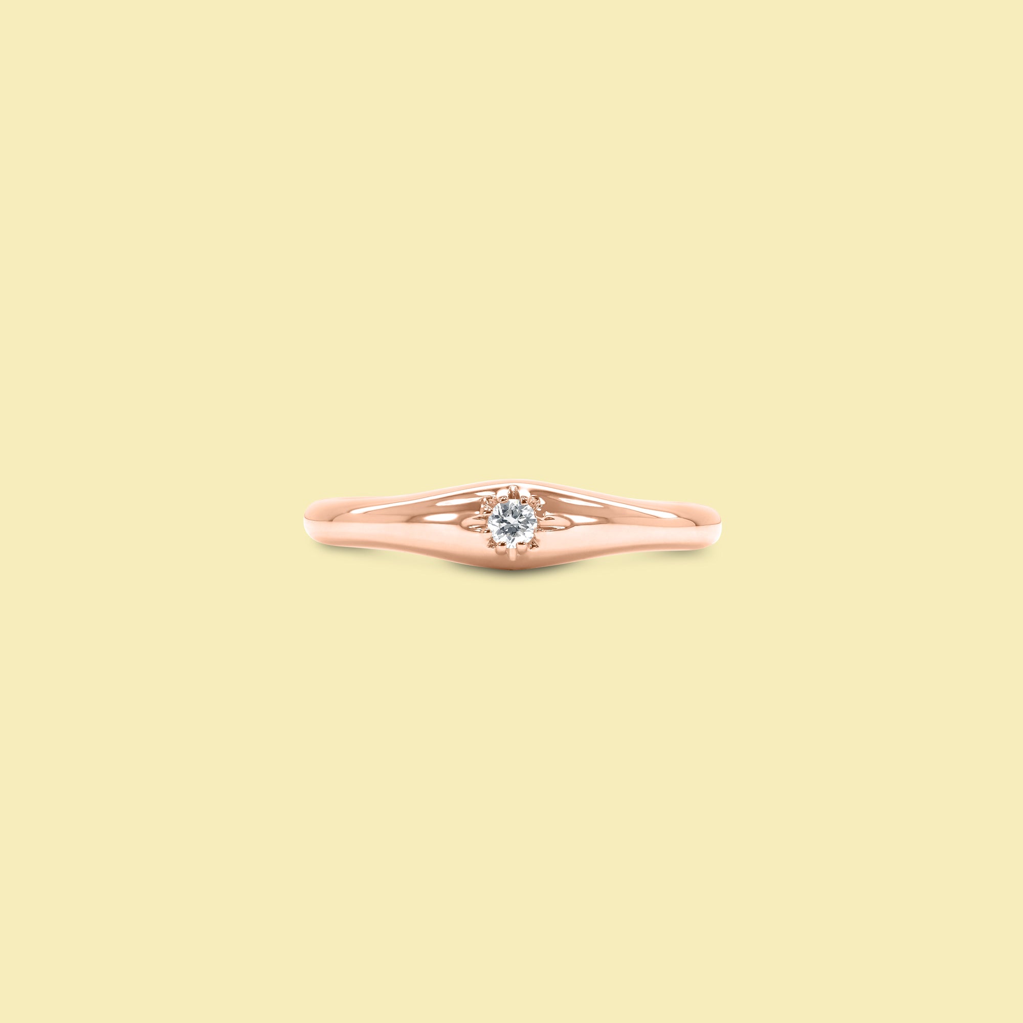 Lumi Star Solitaire Diamond Pinky Ring Crafted in Gold or in Platinum by Earthena Jewelry of Beverly Hills.