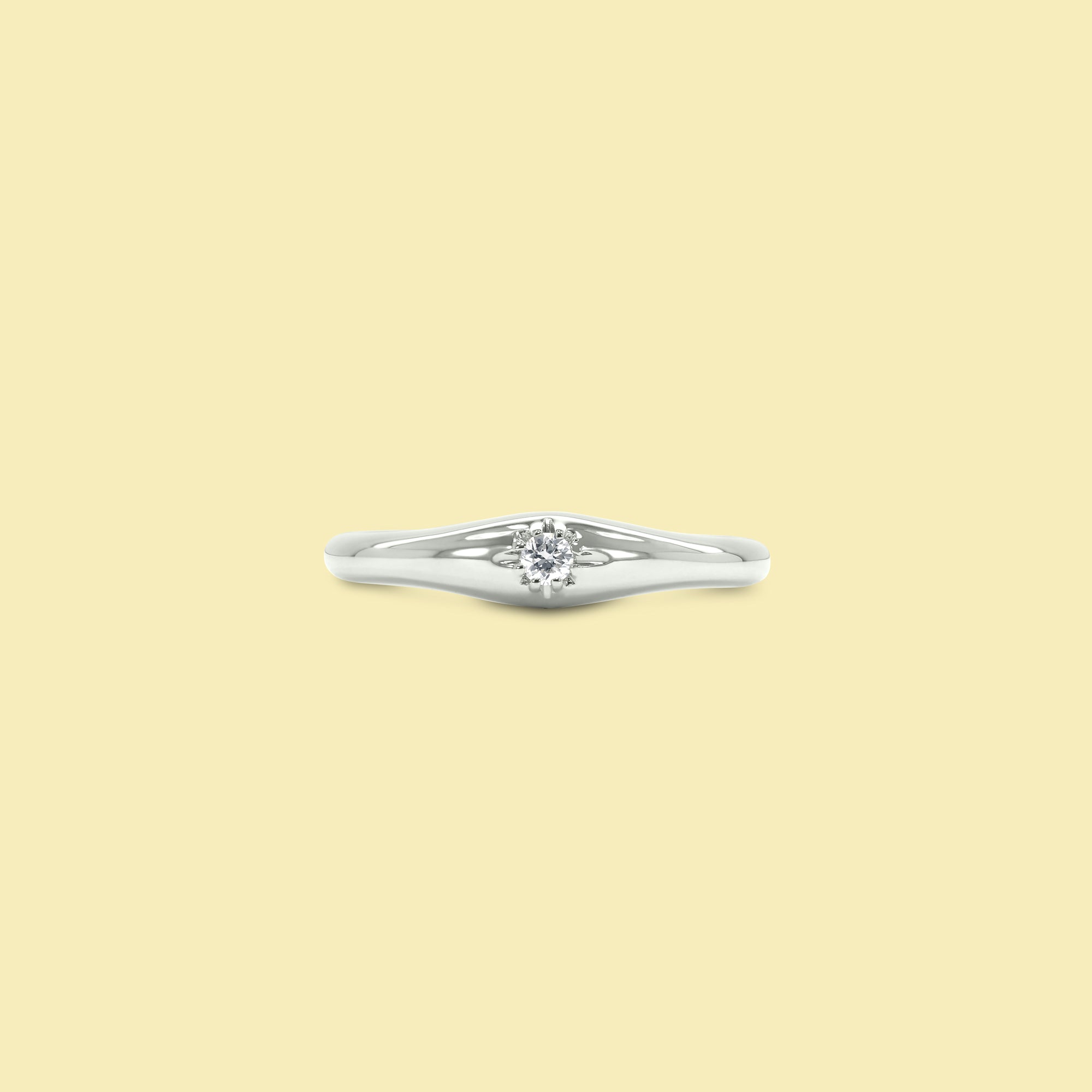 Lumi Star Solitaire Diamond Pinky Ring Crafted in Gold or in Platinum by Earthena Jewelry of Beverly Hills.