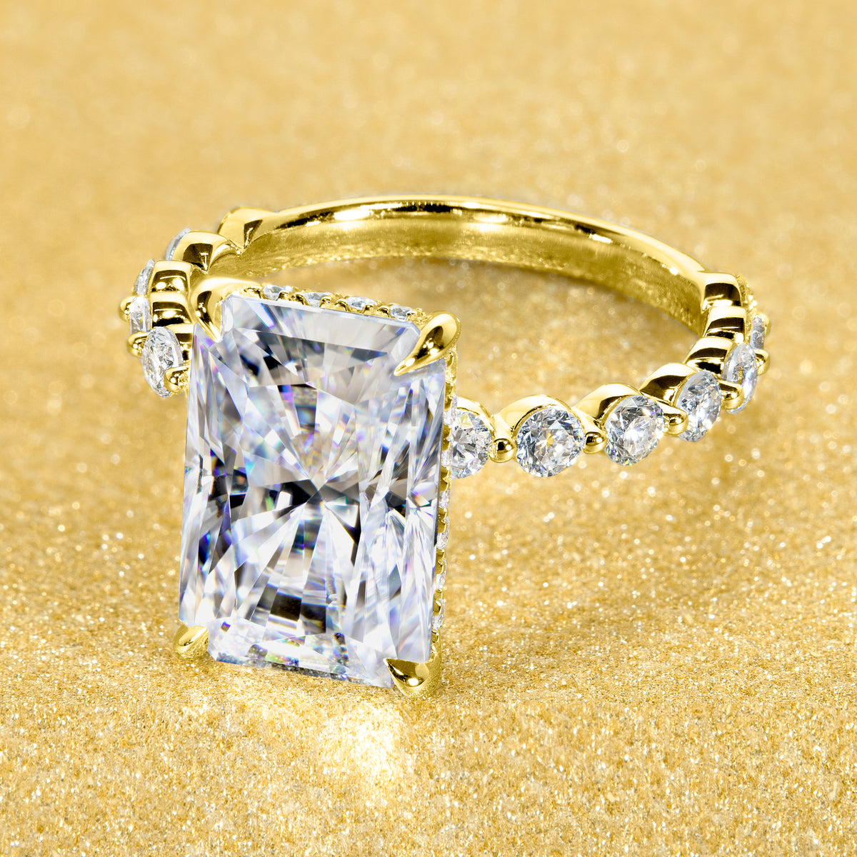 Radiant-cut Hidden Halo Classic Engagement Ring Earthena