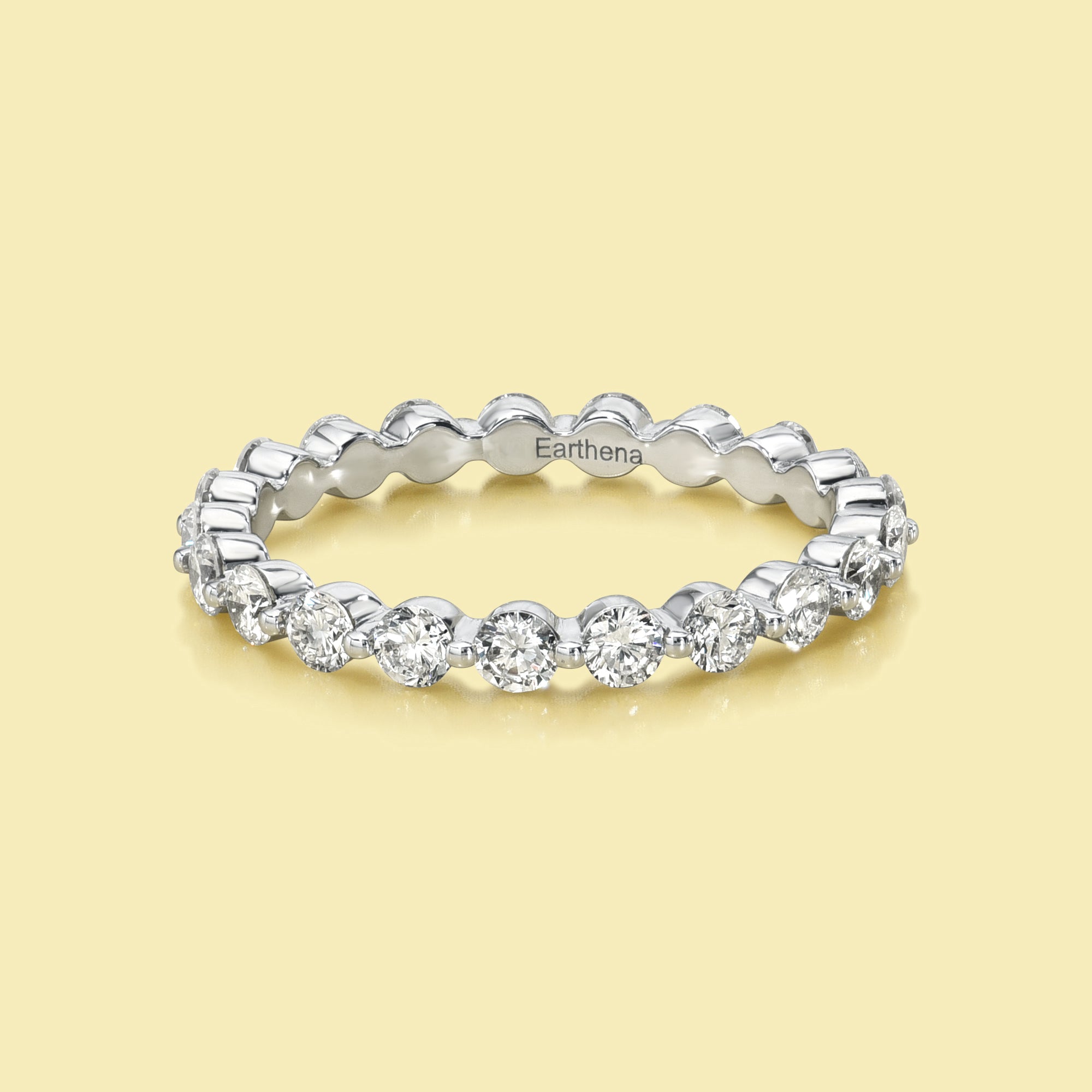 Luna Eternity Round Brilliant-cut Lab Diamond Eternity Band Handcrafted in 14K or 18K gold in White, Yellow, or Rose color with a high polish finish handcrafted by Earthena Jewelry by Earthena Jewelry.