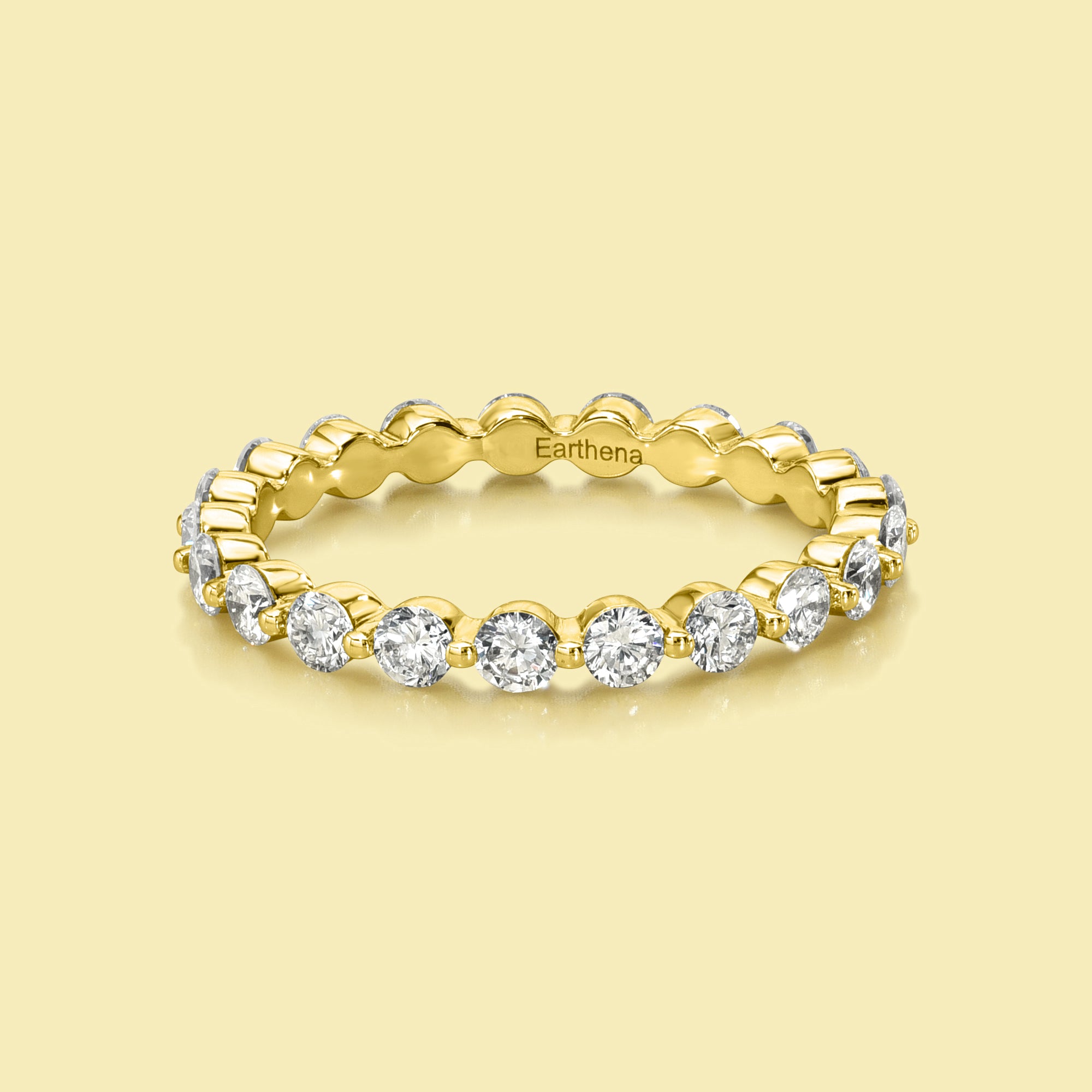 Luna Eternity Round Brilliant-cut Lab Diamond Eternity Band Handcrafted in 14K or 18K gold in White, Yellow, or Rose color with a high polish finish handcrafted by Earthena Jewelry by Earthena Jewelry.