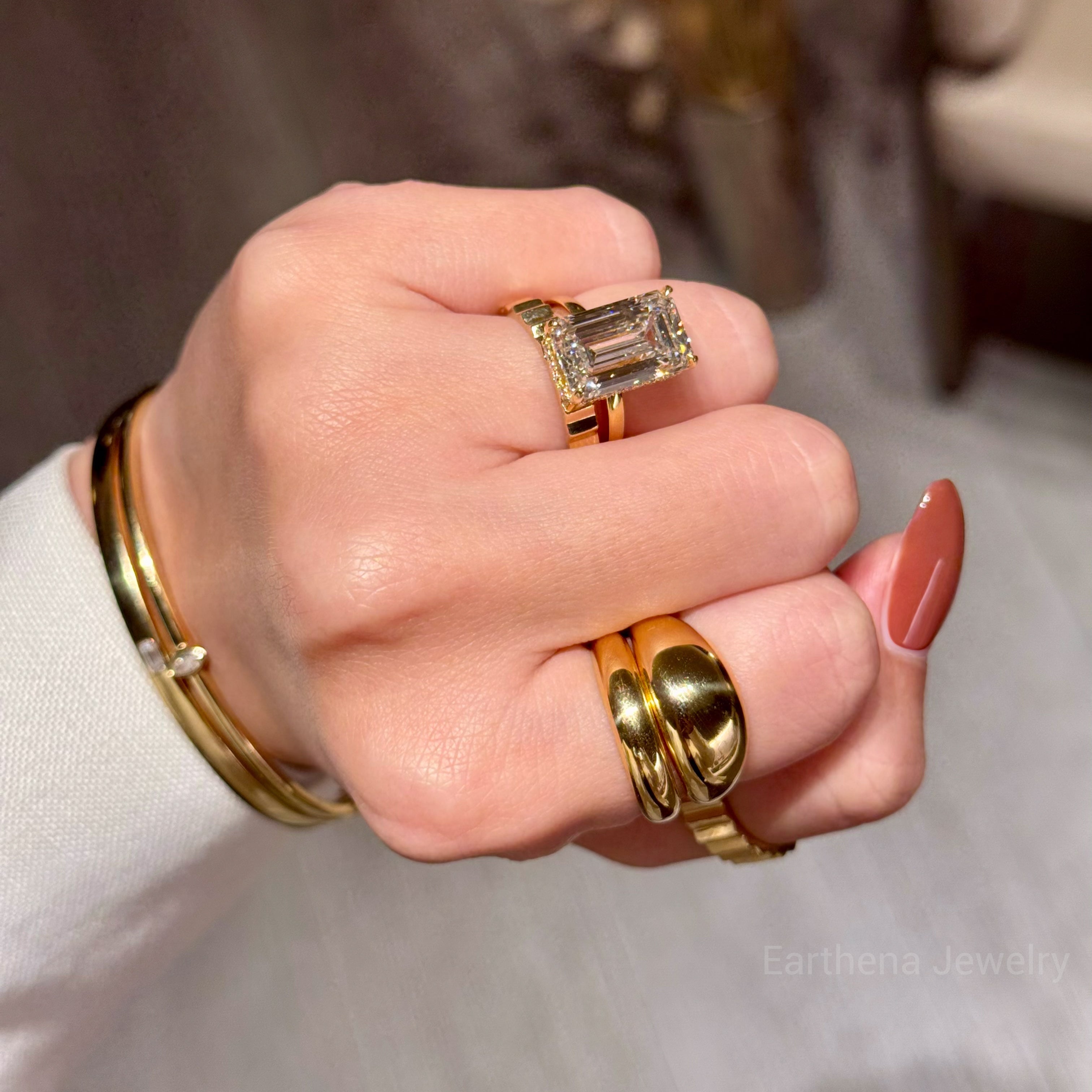 Ora Stackable Chunky Dome Gold Ring Handcrafted in 14K Gold, 18K Gold, or Platinum handcrafted in Los Angeles by Earthena Jewelry