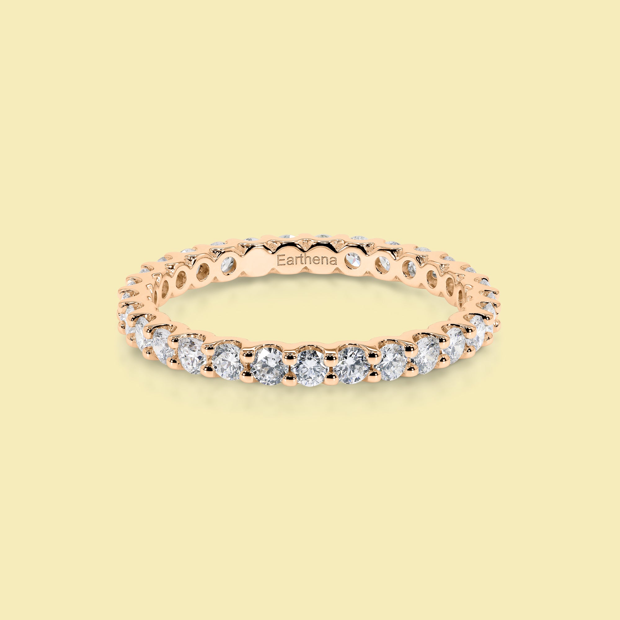 Mila Eternity Round Brilliant-cut Diamond Eternity Band Handcrafted in 14K gold, 18K gold, or Platinum handcrafted in Los Angeles by Earthena Jewelry