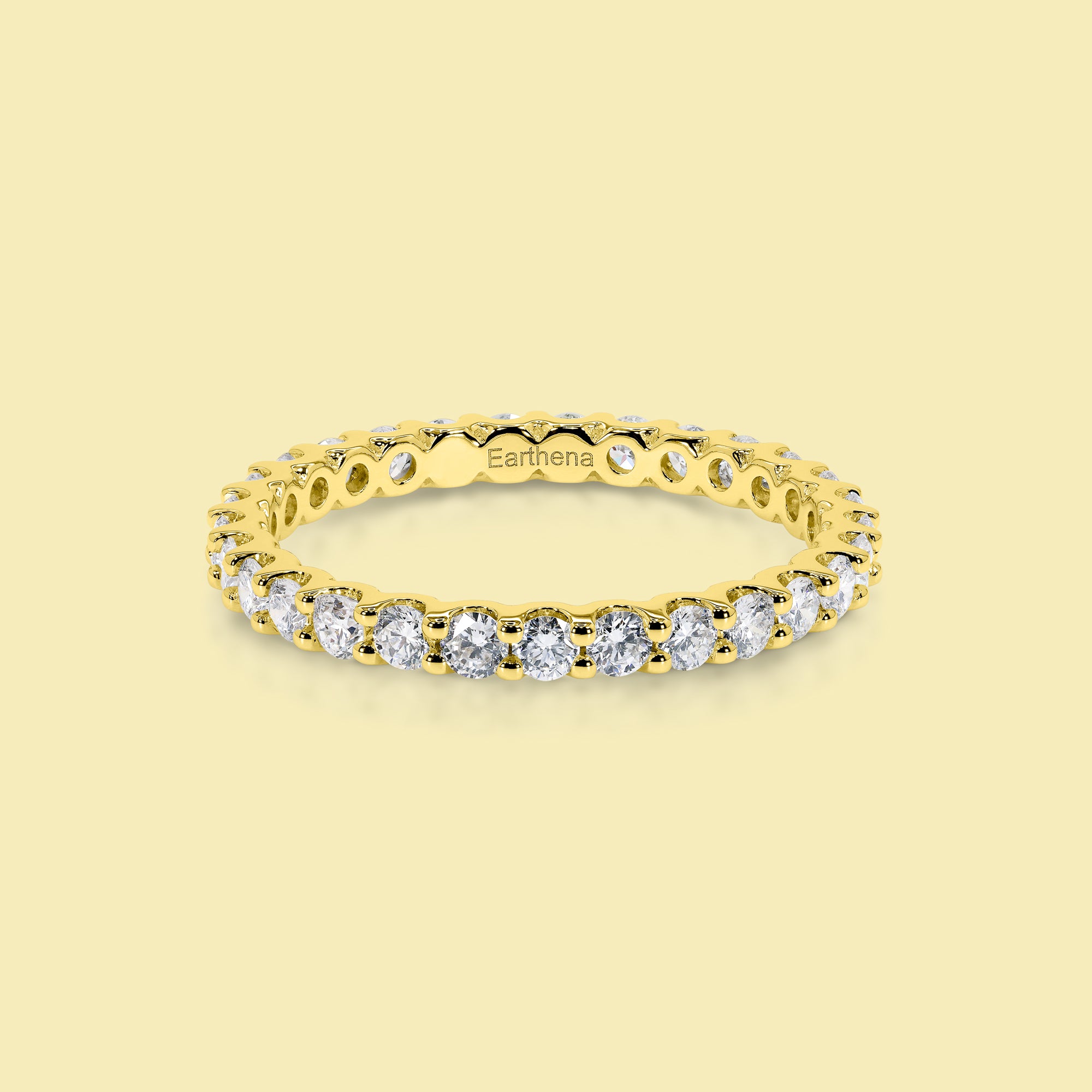 Mila Eternity Round Brilliant-cut Diamond Eternity Band Handcrafted in 14K gold, 18K gold, or Platinum handcrafted in Los Angeles by Earthena Jewelry