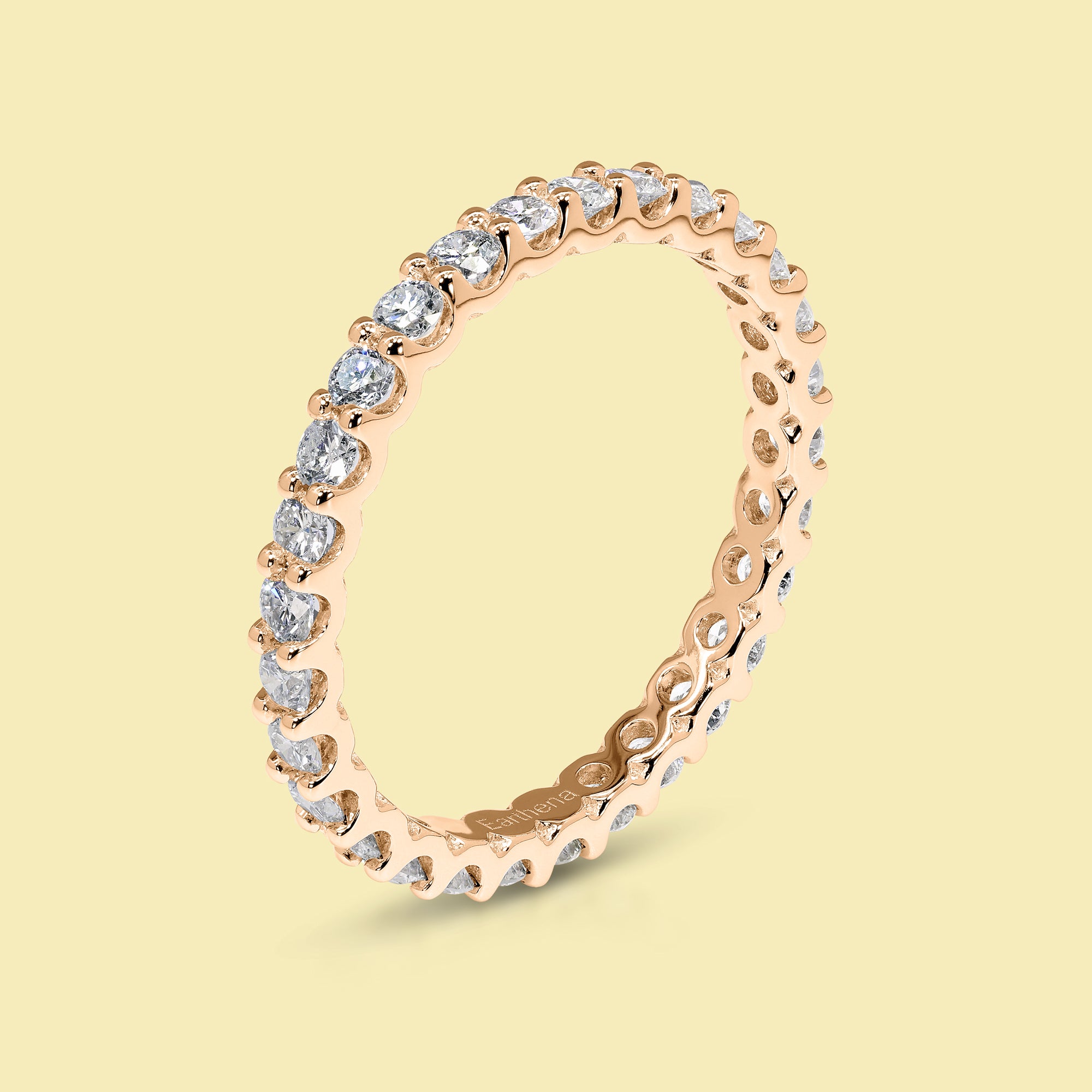 Mila Eternity Round Brilliant-cut Diamond Eternity Band Handcrafted in 14K gold, 18K gold, or Platinum handcrafted in Los Angeles by Earthena Jewelry