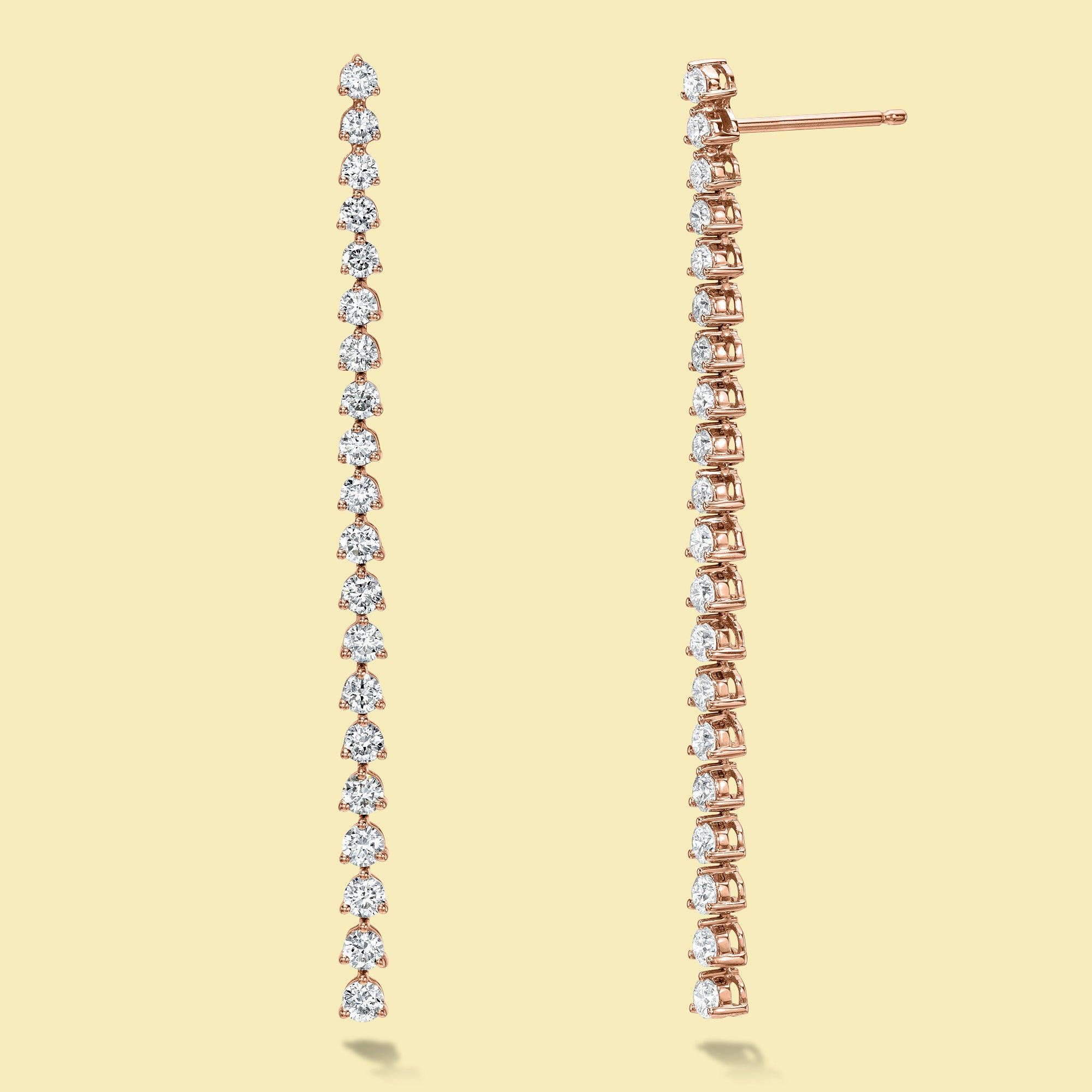 The Naomi, Dangle Drop Diamond Earrings are handcrafted in 14K gold, 18K gold, or Platinum by Earthena Jewelry in Los Angeles