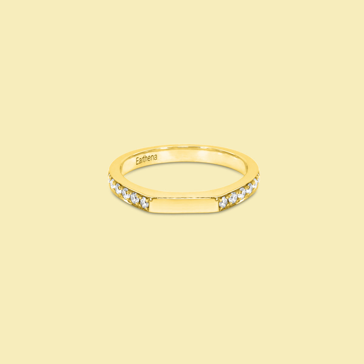 Nico Diamond Slim Signet Pinky Ring Engravable Band | Earthena Jewelry