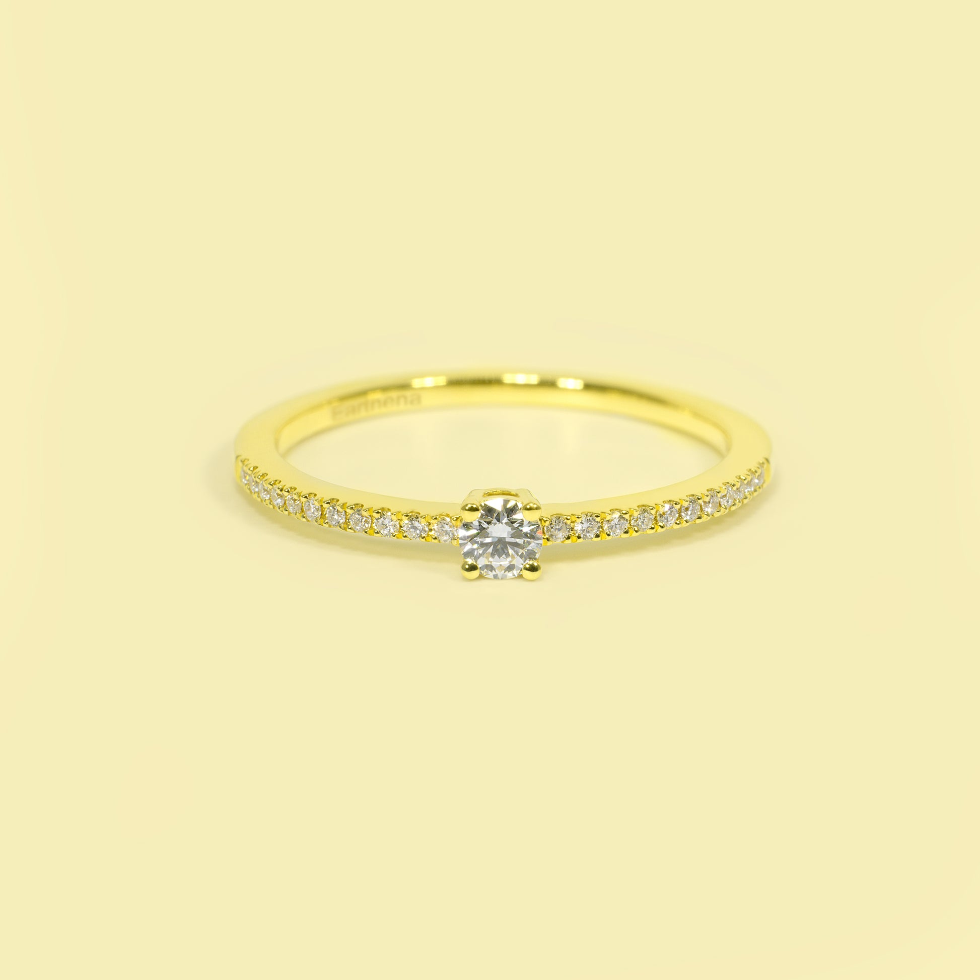 Phoebe Stackable Mini Solitaire Pave Lab-grown Diamond Ring Handcrafted in 14K or 18K Solid Gold by Earthena Jewelry