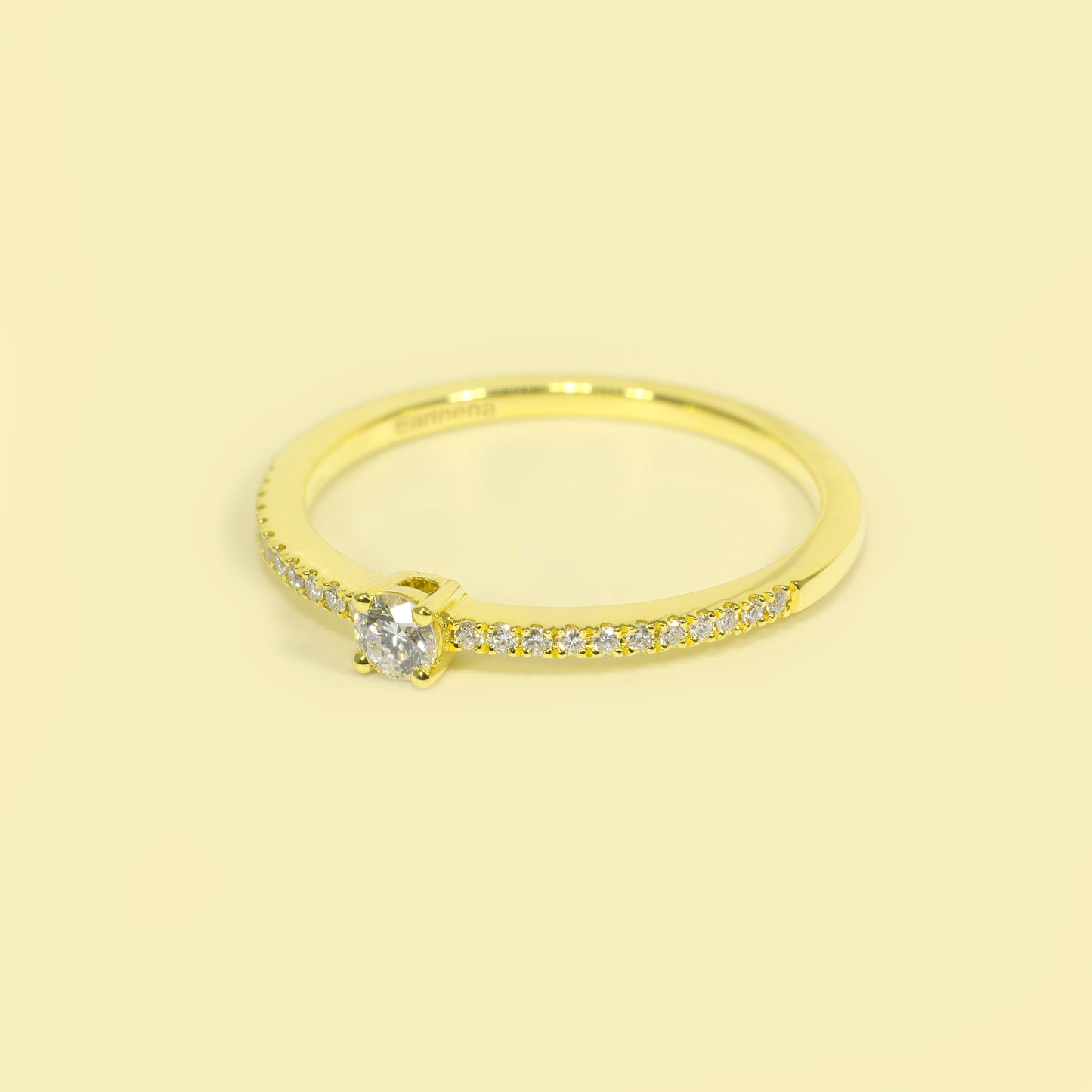 Phoebe Stackable Mini Solitaire Pave Lab-grown Diamond Ring Handcrafted in 14K or 18K Solid Gold by Earthena Jewelry