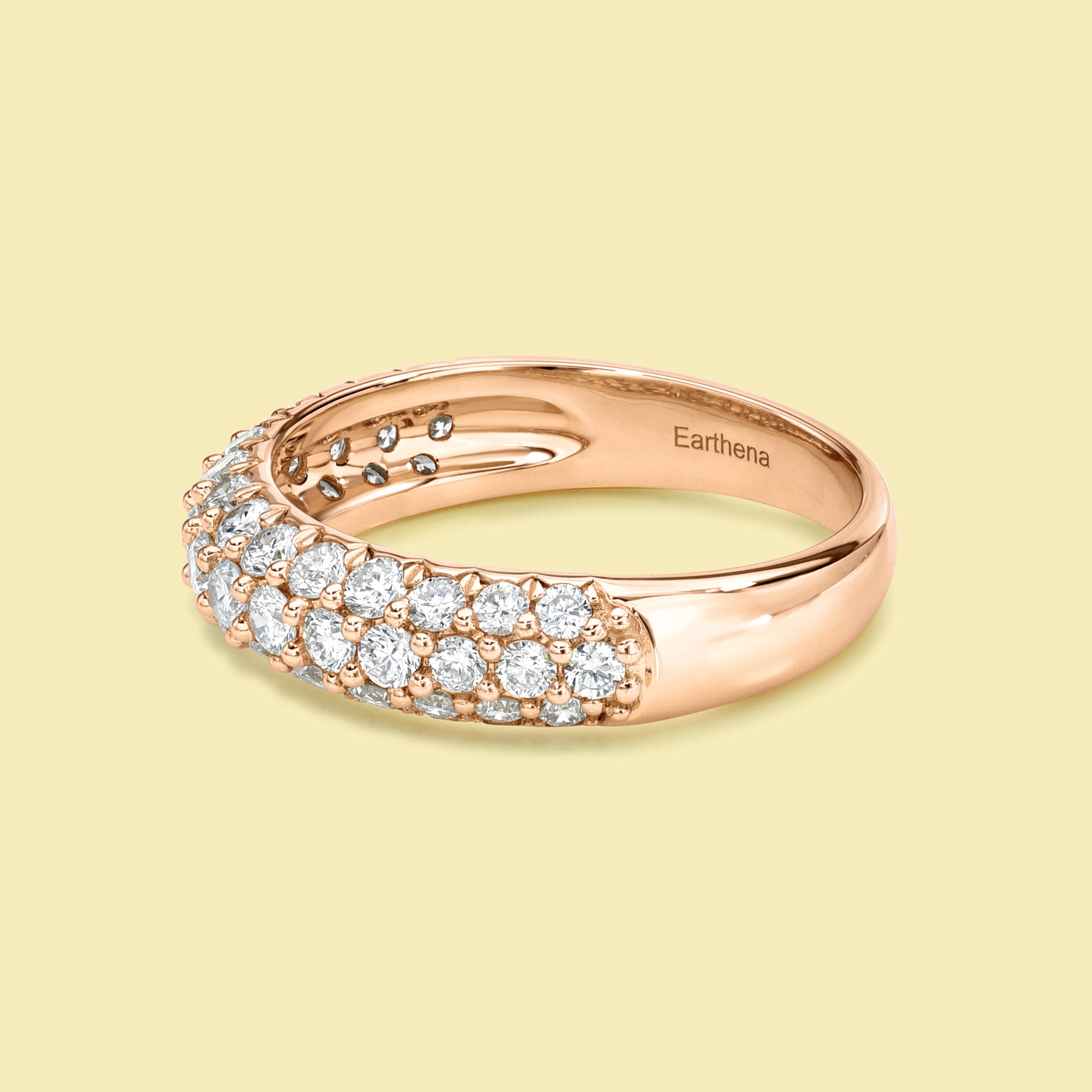 Remi Triple Micro-pave Stackable Dome Diamond Ring Handcrafted in 14K gold, 18K gold, or Platinum handcrafted in Los Angeles by Earthena Jewelry