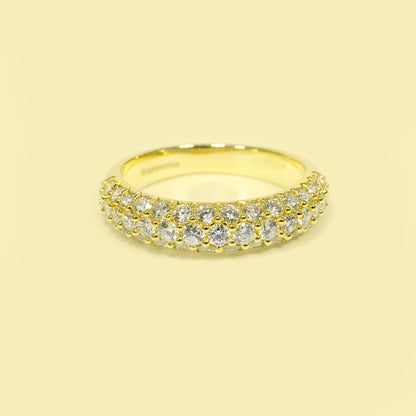 Remi Stackable Triple Micro-pave Dome Lab-grown Diamond Ring Handcrafted in 14K or 18K Solid Gold by Earthena Jewelry
