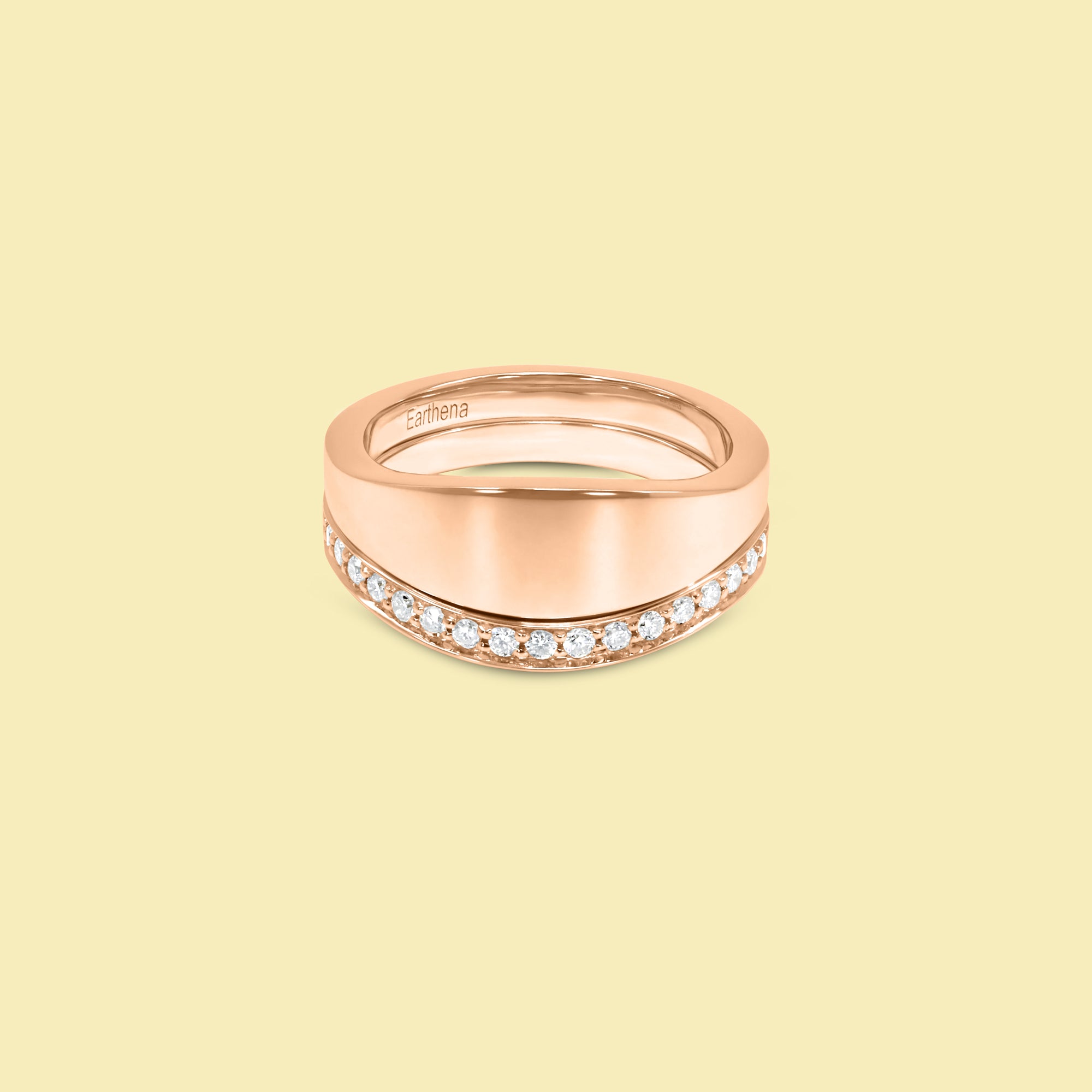 The Renee Stack Signet and Diamond Curved Band Pinky Ring Set by Earthena Jewelry of Beverly Hills.