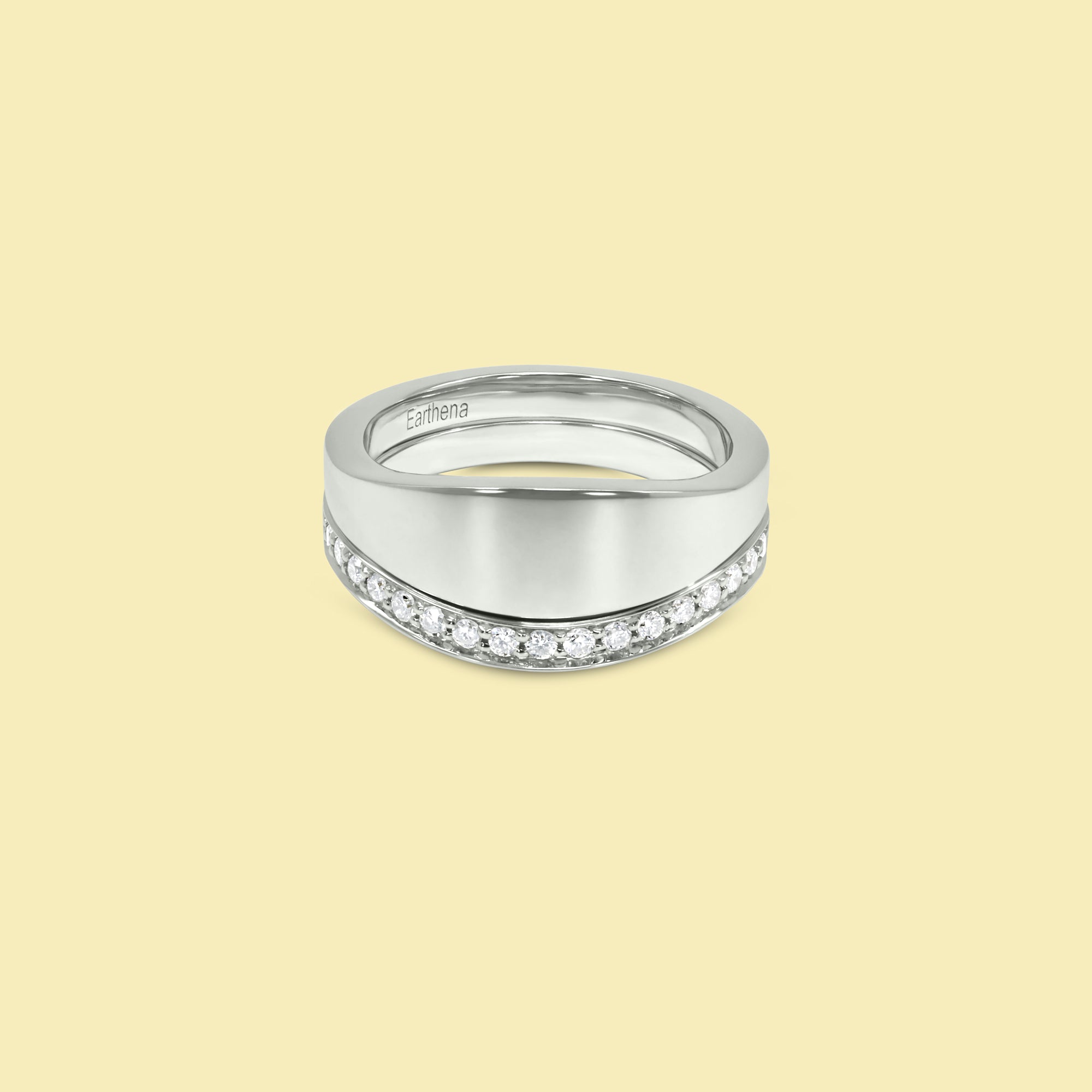 The Renee Stack Signet and Diamond Curved Band Pinky Ring Set by Earthena Jewelry of Beverly Hills.