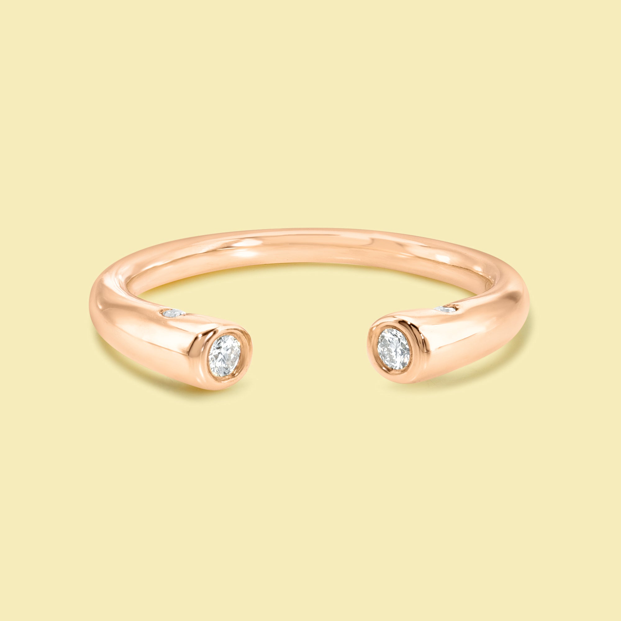 Rita Open Cuff Stackable Diamond Ring Handcrafted&nbsp;in 14K gold, 18K gold, or Platinum handcrafted in Los Angeles by Earthena Jewelry