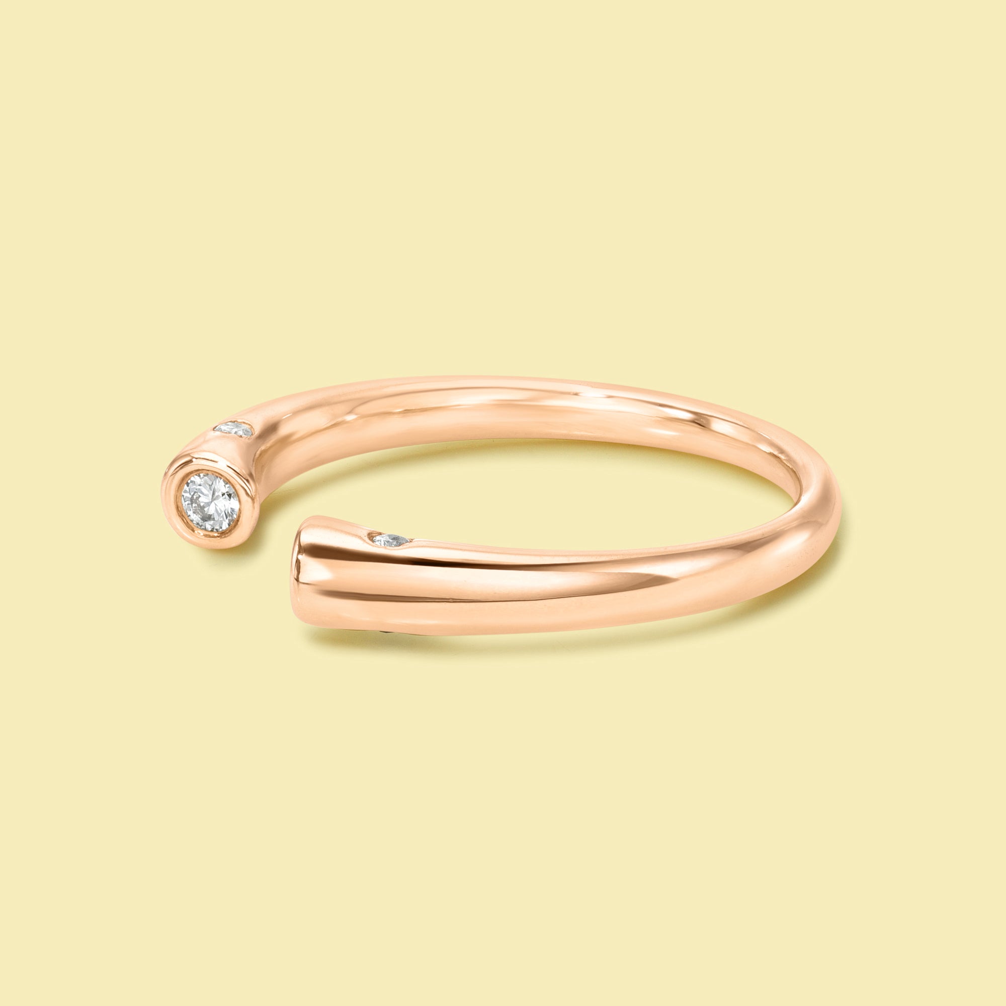 Rita Open Cuff Stackable Diamond Ring Handcrafted&nbsp;in 14K gold, 18K gold, or Platinum handcrafted in Los Angeles by Earthena Jewelry