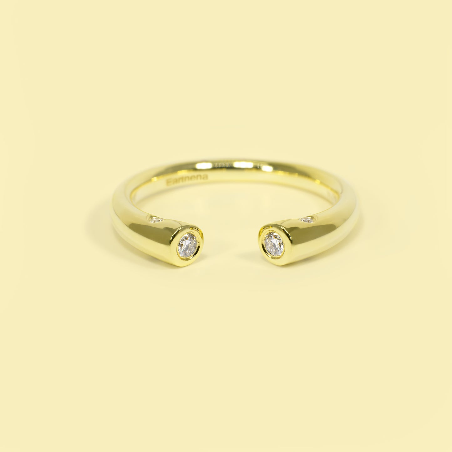 Rita Open Cuff Stackable Lab-grown Diamond Ring Handcrafted in 14K or 18K Solid Gold by Earthena Jewelry