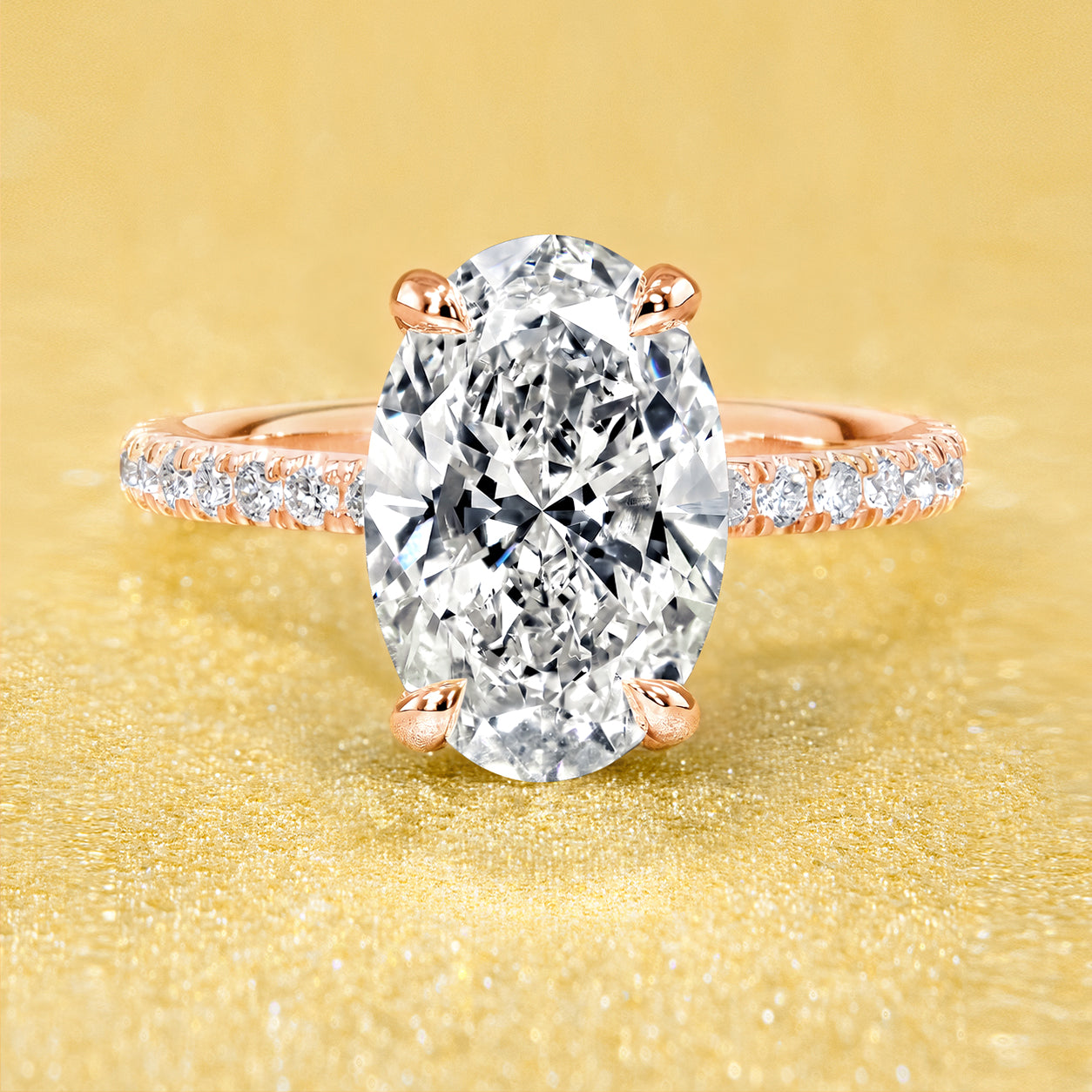 Classic Selina 3ct Oval-Cut Lab-Grown Diamond Hidden Wrap Halo Engagement Ring in 14K Gold, 18K Gold, or Platinum by Earthena Jewelry of Beverly Hills