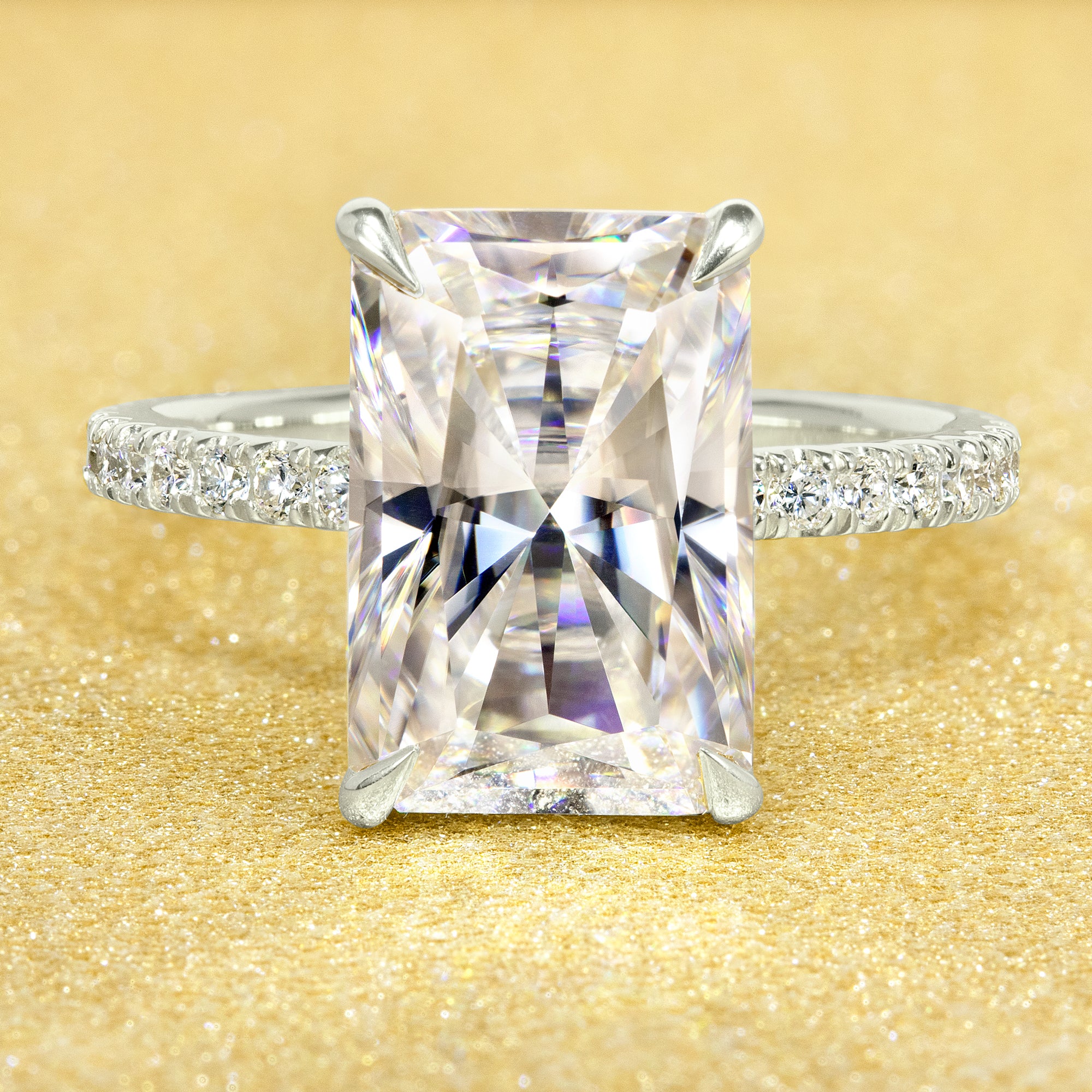 The Selina, 4.5ct Elongated Radiant-cut Diamond Hidden Halo Ring