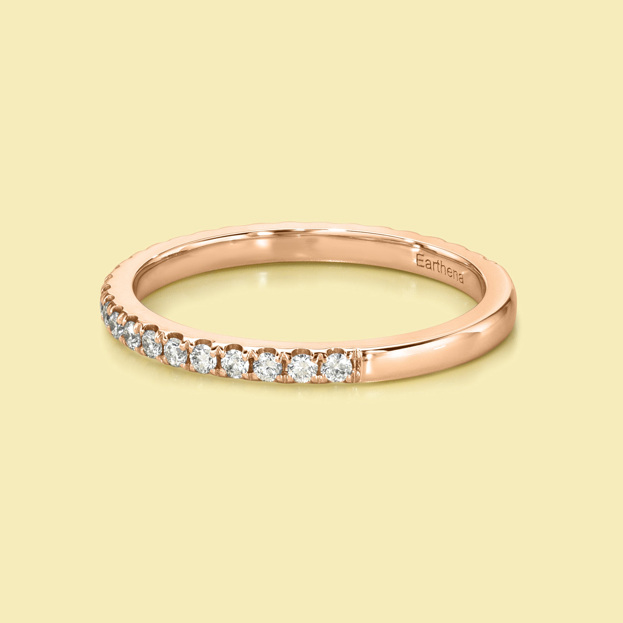 Minimalistic and Classic Selina Semi-eternity Lab Diamond in 14K Gold, 18K Gold, or Platinum handcrafted in Los Angeles by Earthena Jewelry