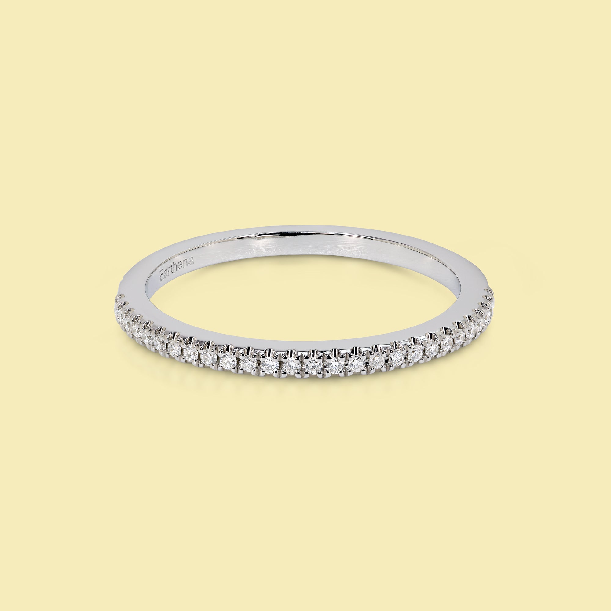 Classic and Minimalistic Slim Lab Diamond Wedding Band in 14K gold, 18K gold, or Platinum handcrafted in Los Angeles by Earthena Jewelry