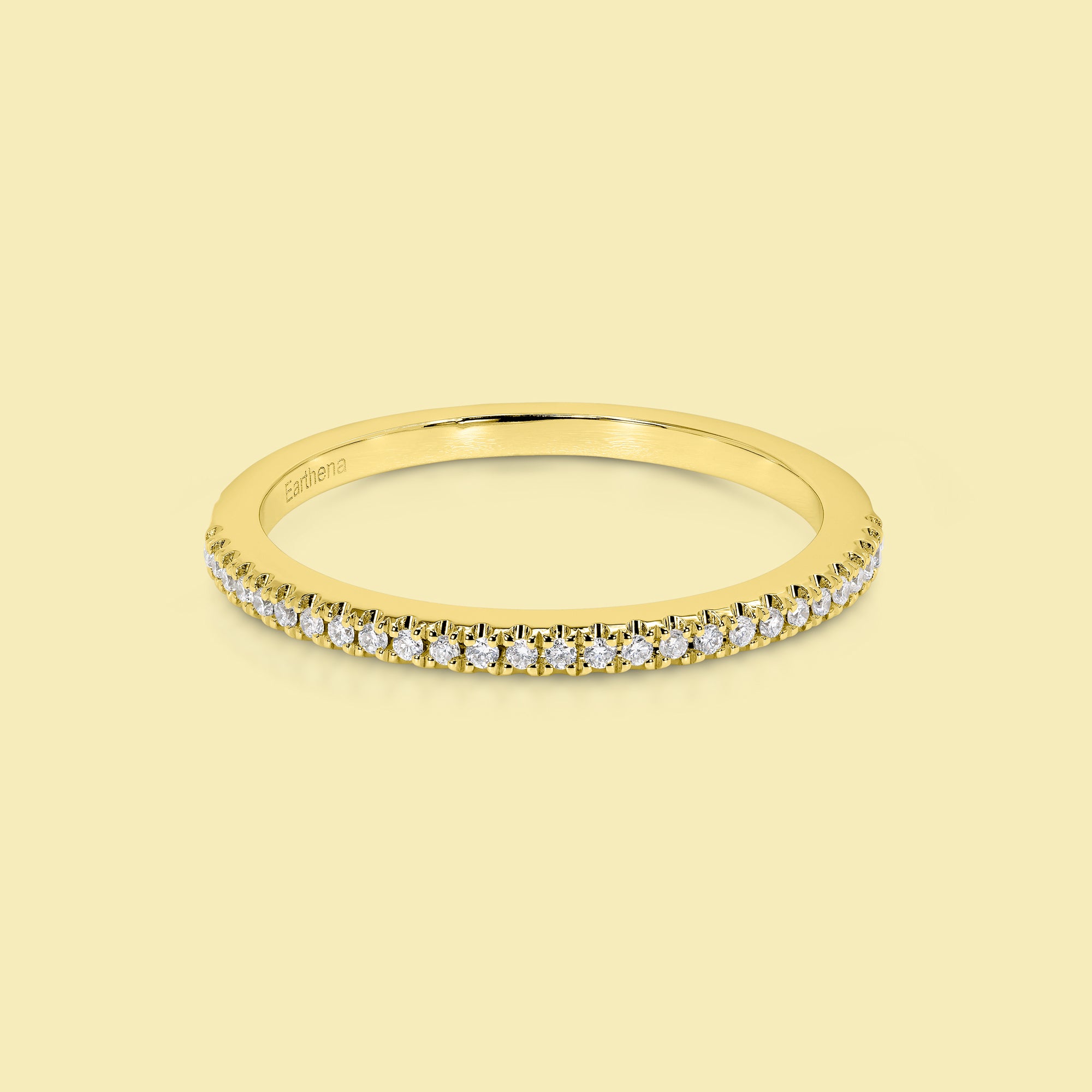 Classic and Minimalistic Slim Lab Diamond Wedding Band in 14K gold, 18K gold, or Platinum handcrafted in Los Angeles by Earthena Jewelry