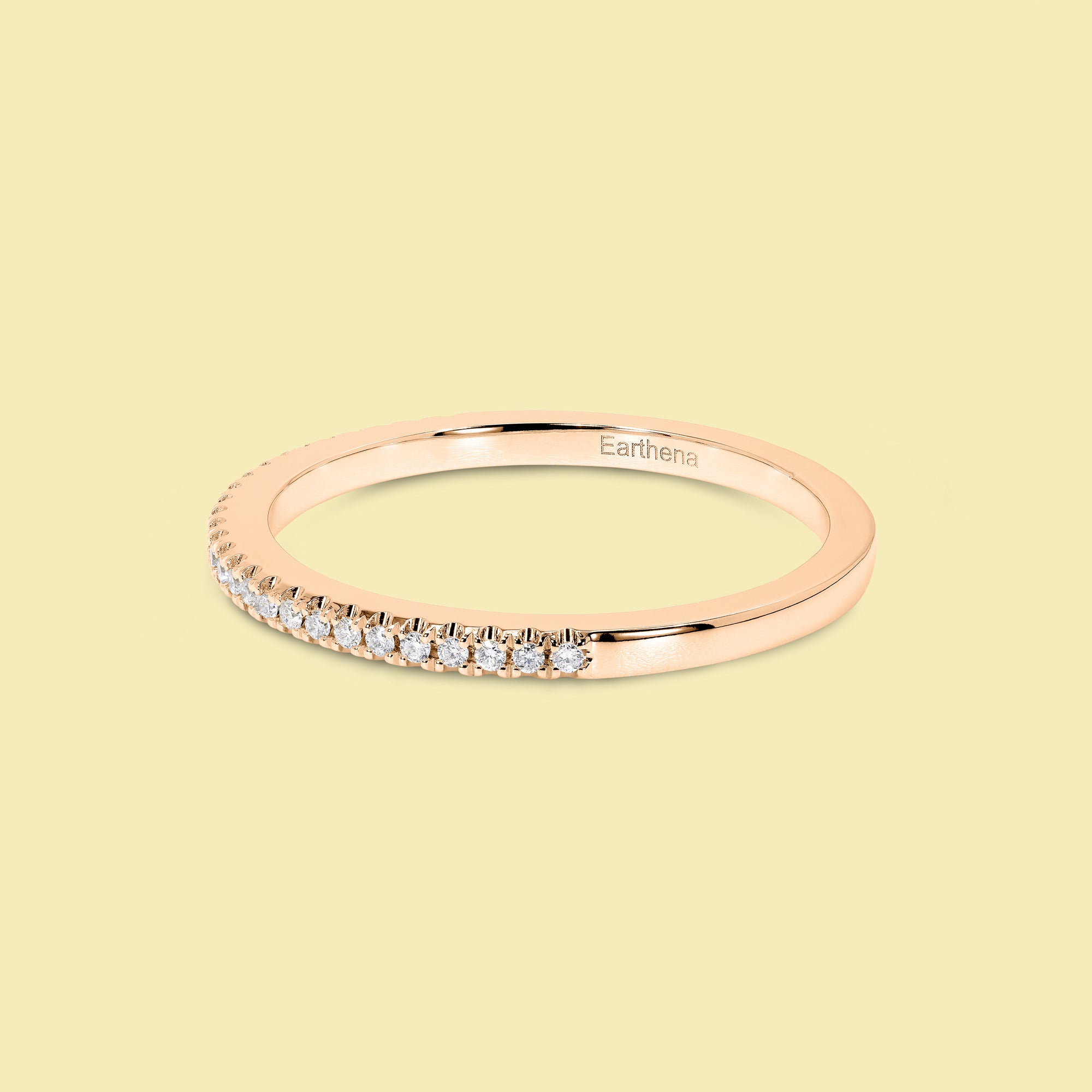 Classic and Minimalistic Slim Lab Diamond Wedding Band in 14K gold, 18K gold, or Platinum handcrafted in Los Angeles by Earthena Jewelry