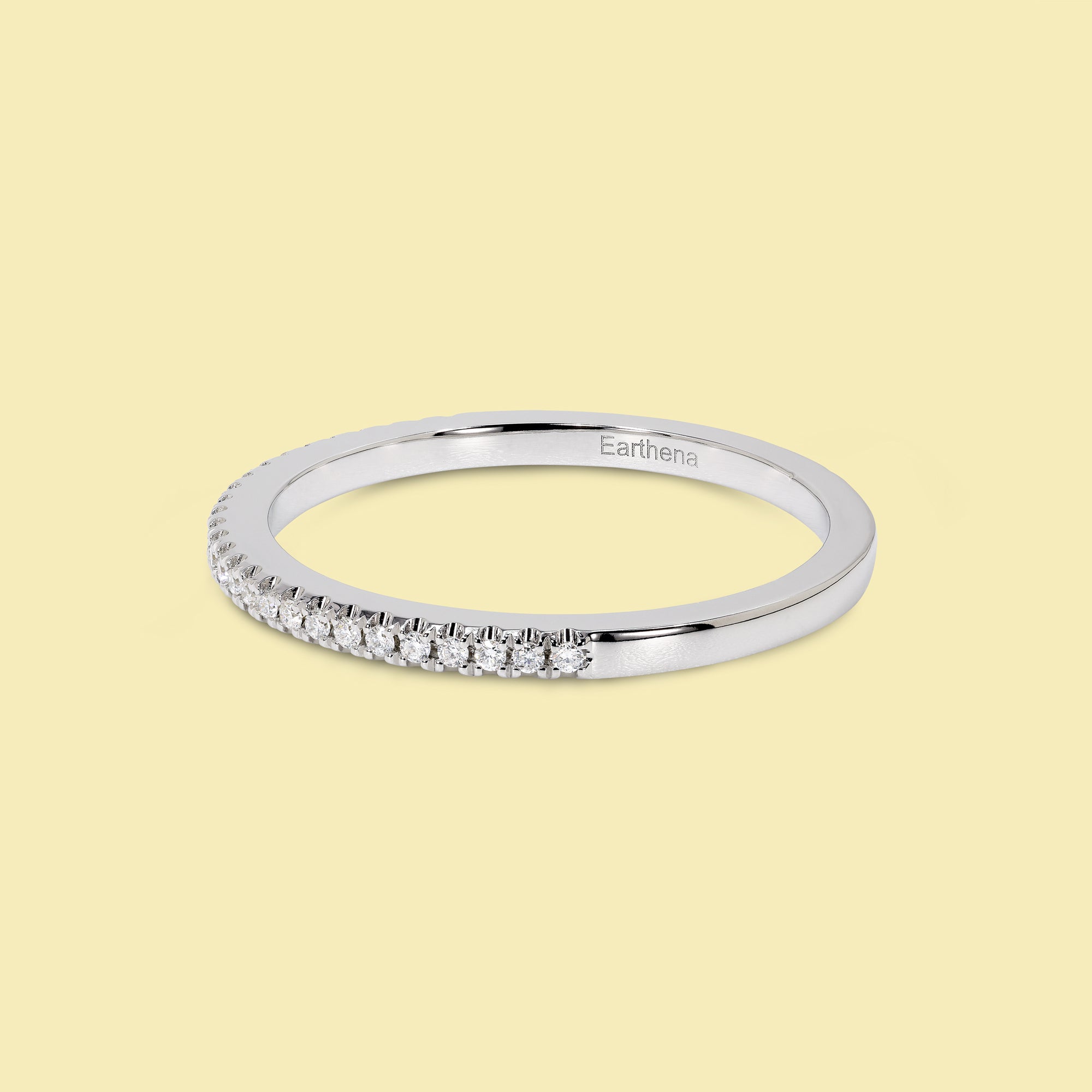 Classic and Minimalistic Slim Lab Diamond Wedding Band in 14K gold, 18K gold, or Platinum handcrafted in Los Angeles by Earthena Jewelry