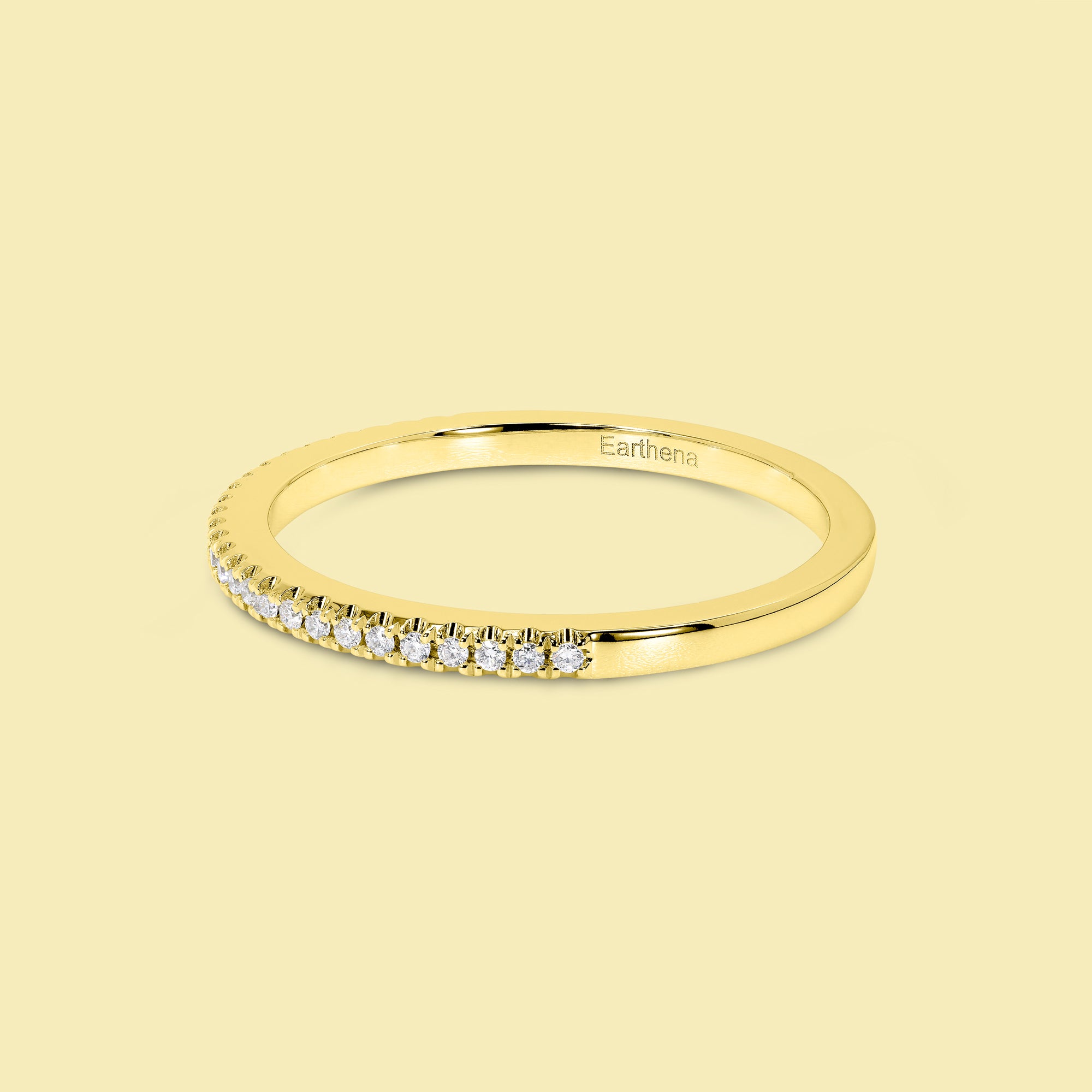 Classic and Minimalistic Slim Lab Diamond Wedding Band in 14K gold, 18K gold, or Platinum handcrafted in Los Angeles by Earthena Jewelry