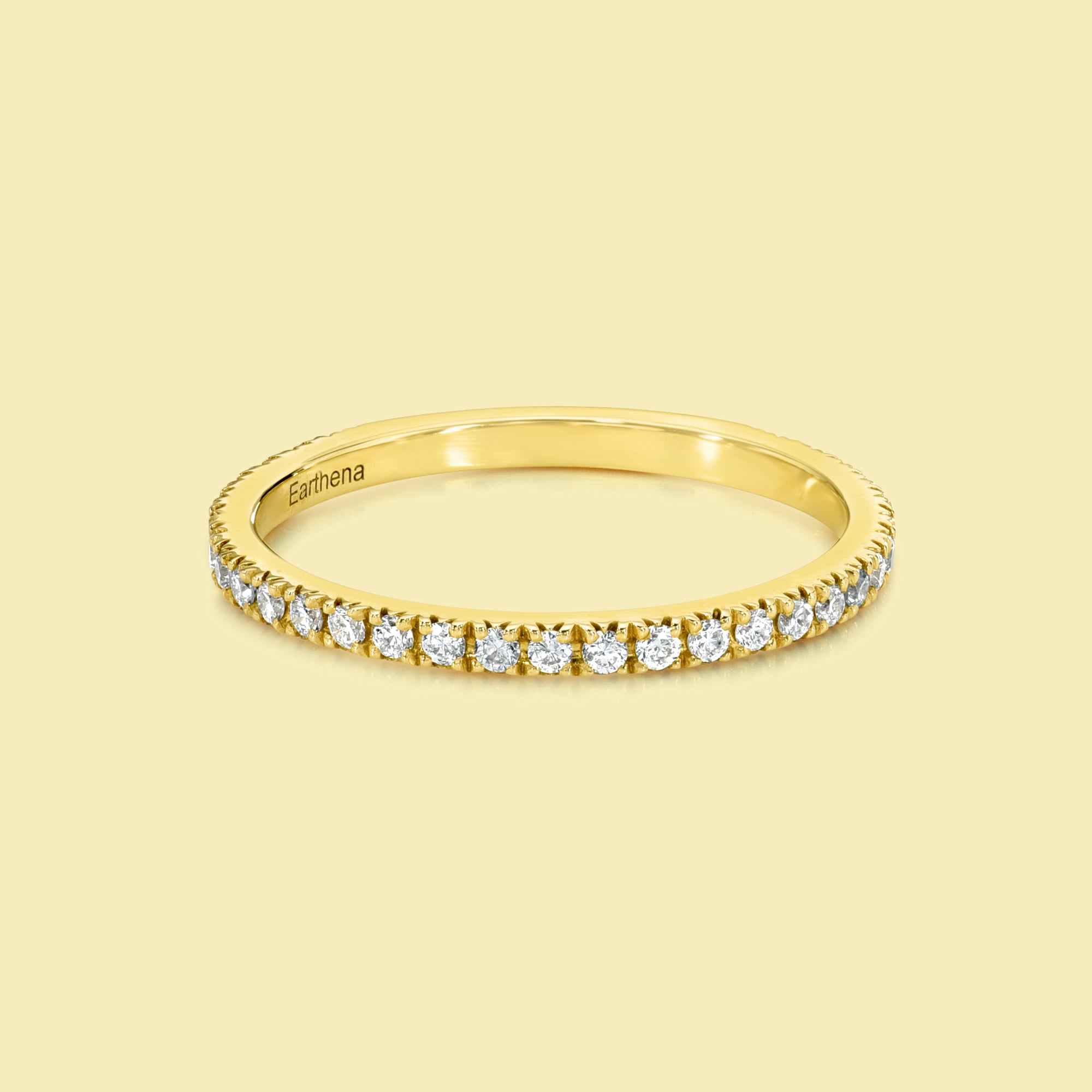 Minimalistic and Classic Stella French Pave Round Brilliant-cut Diamond Matching Band Handcrafted in 14K gold, 18K gold, or Platinum handcrafted in Los Angeles by Earthena Jewelry