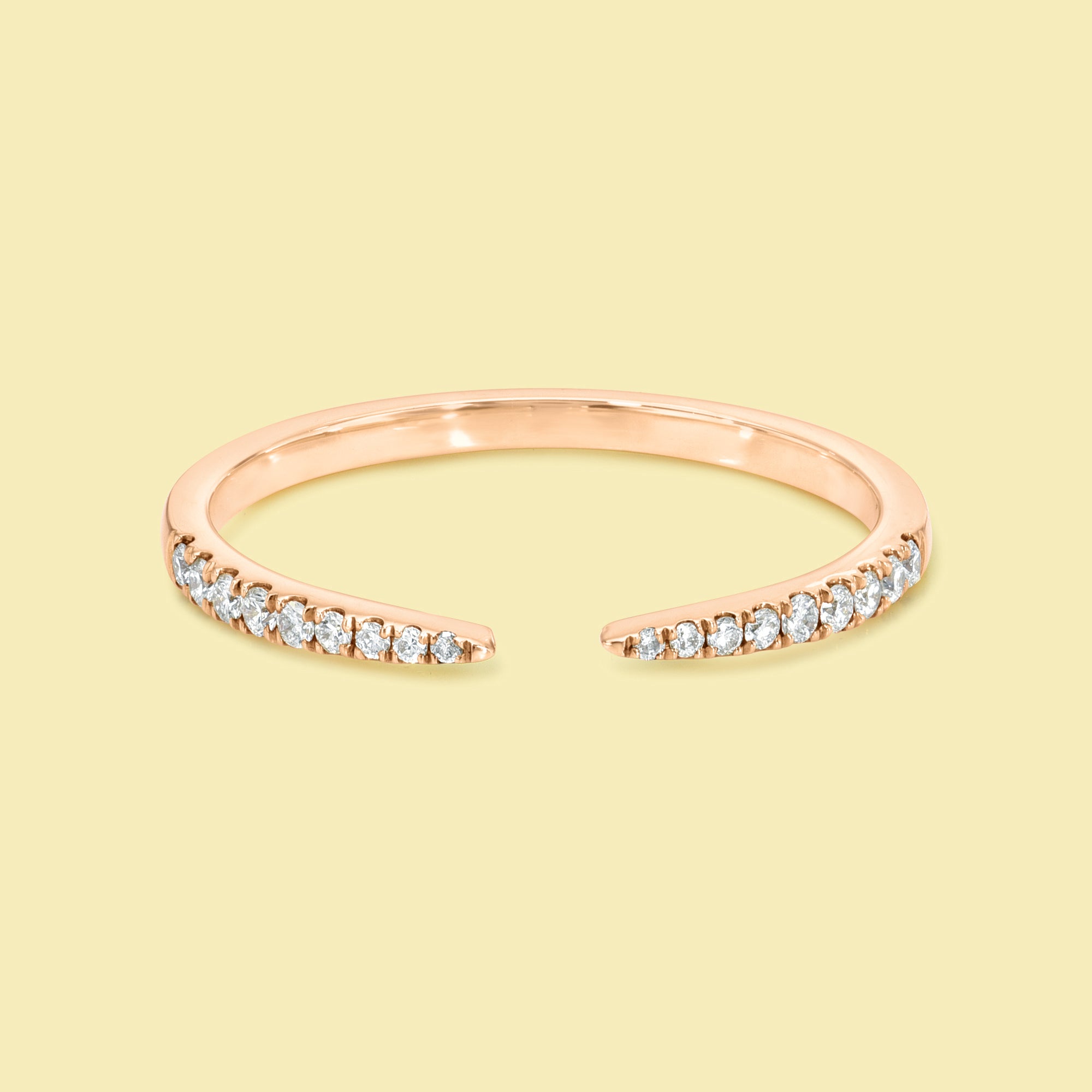 The Vi, Open Diamond Cuff Band is handcrafted in 14K gold, 18K gold, or Platinum handcrafted in Los Angeles by Earthena Jewelry.