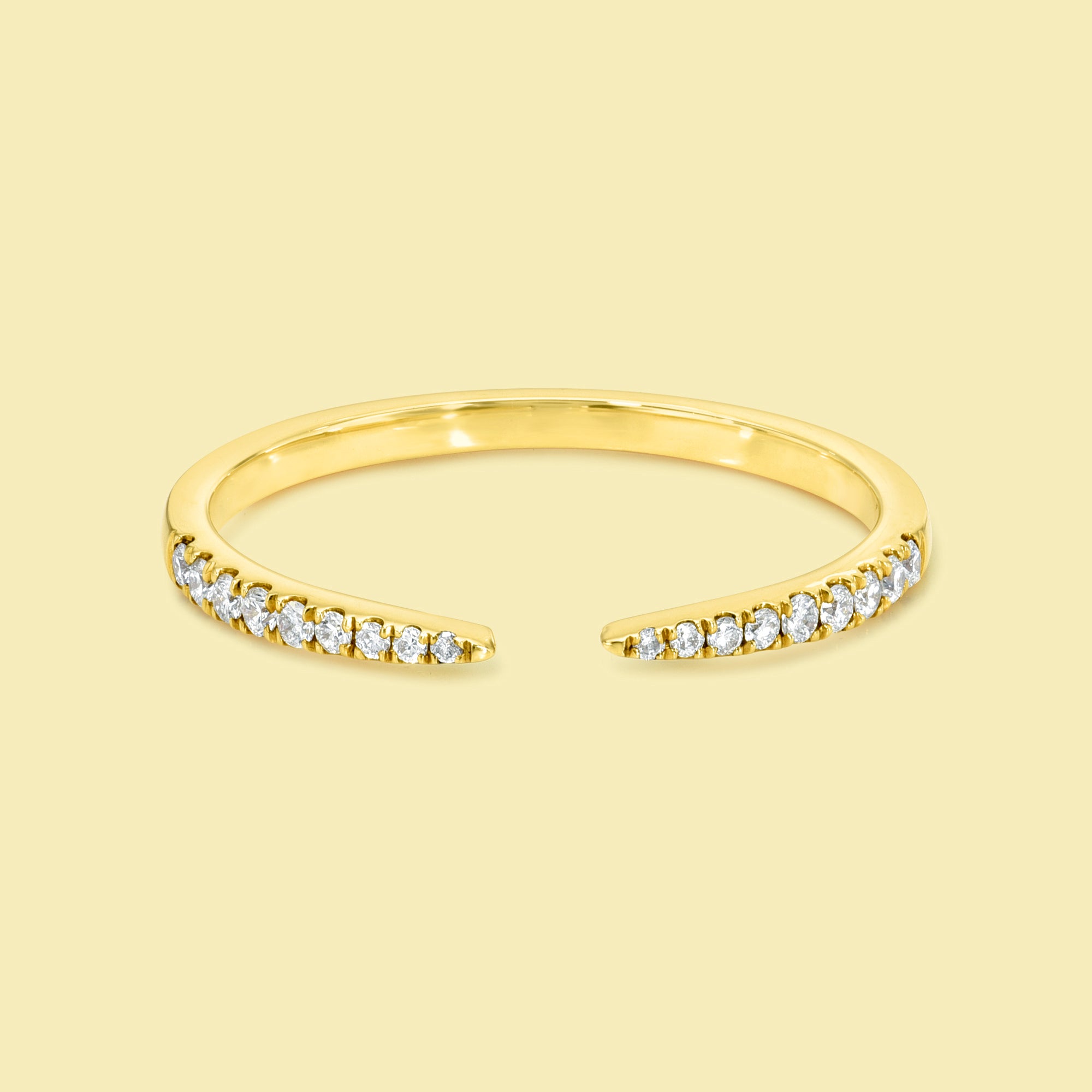 The Vi, Open Diamond Cuff Band is handcrafted in 14K gold, 18K gold, or Platinum handcrafted in Los Angeles by Earthena Jewelry.