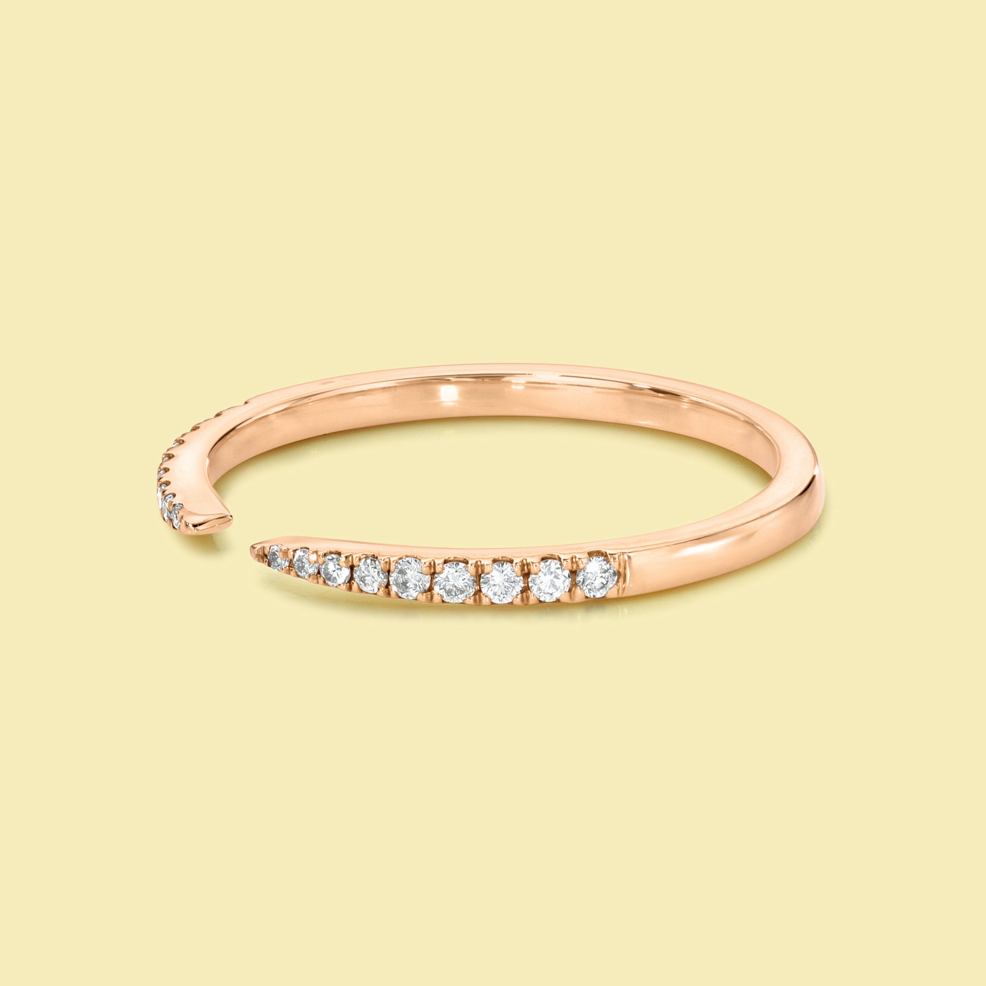 The Vi, Open Diamond Cuff Band is handcrafted in 14K gold, 18K gold, or Platinum handcrafted in Los Angeles by Earthena Jewelry.