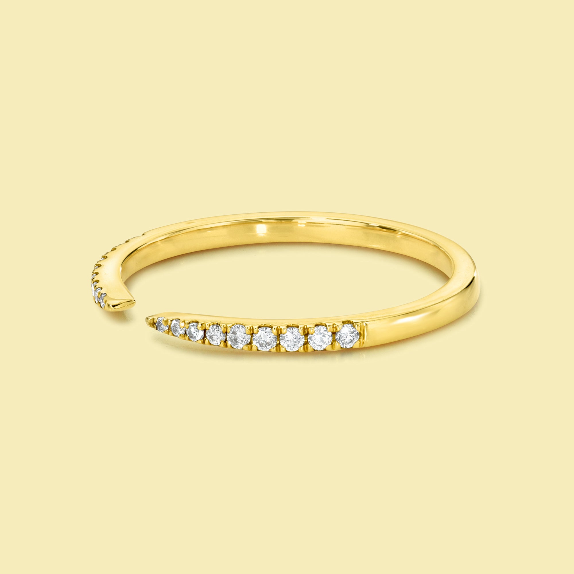 The Vi, Open Diamond Cuff Band is handcrafted in 14K gold, 18K gold, or Platinum handcrafted in Los Angeles by Earthena Jewelry.