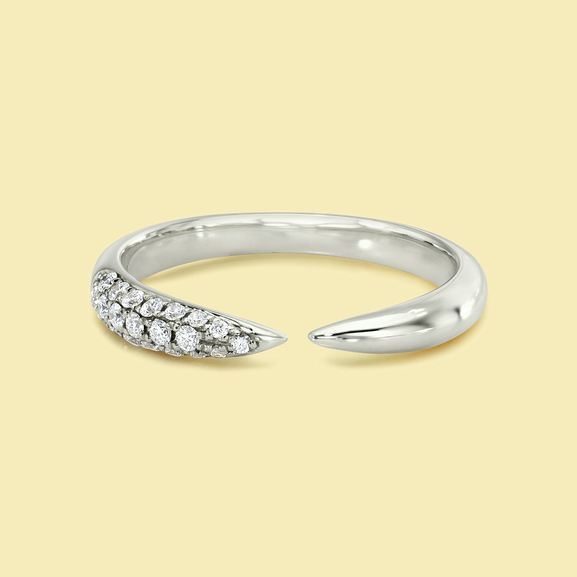 Viki Open Claw Stackable Diamond Ring Handcrafted&nbsp;in 14K gold, 18K gold, or Platinum handcrafted in Los Angeles by Earthena Jewelry