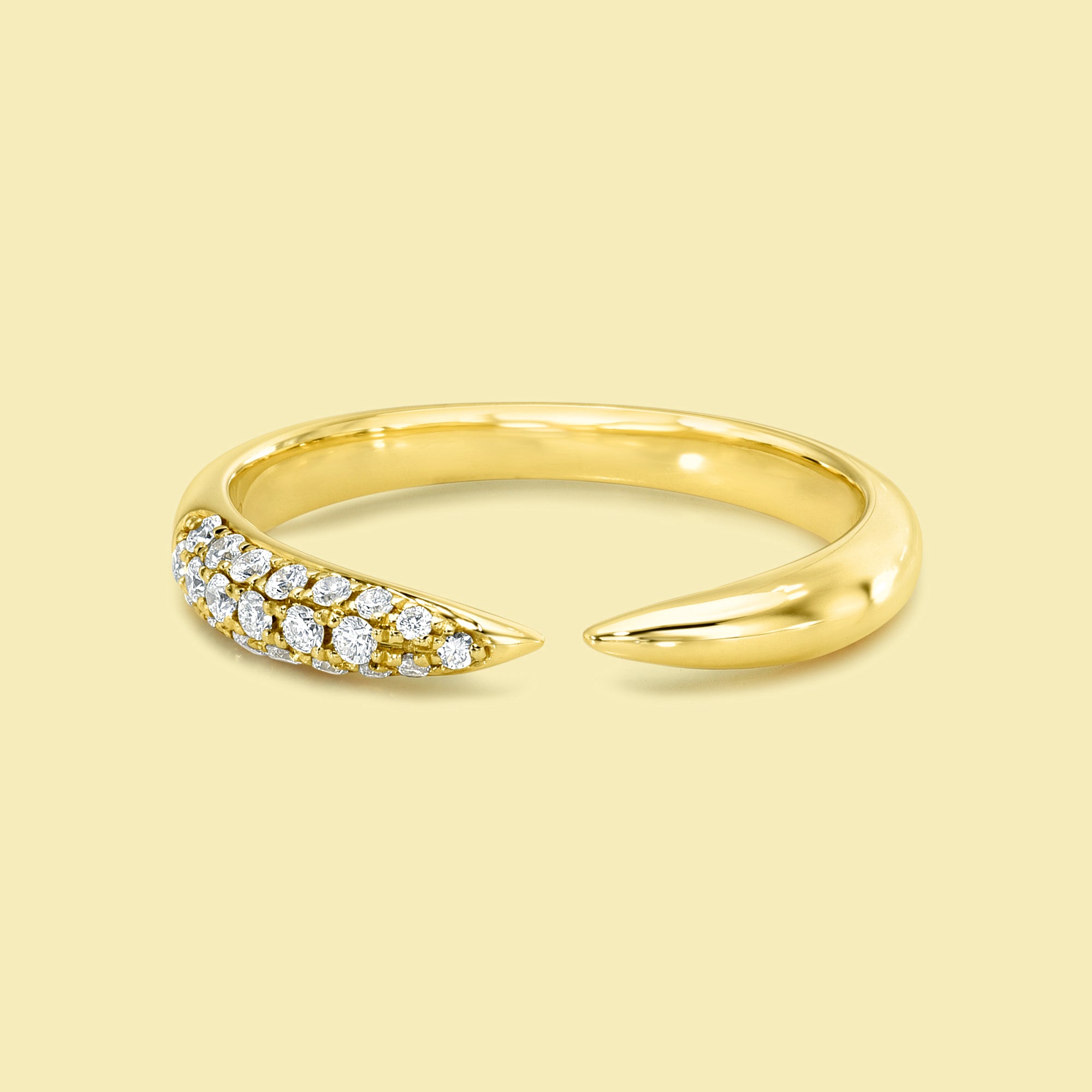 Viki Open Claw Stackable Diamond Ring Handcrafted&nbsp;in 14K gold, 18K gold, or Platinum handcrafted in Los Angeles by Earthena Jewelry