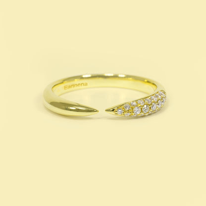Viki Open Claw Stackable Lab-grown Diamond Ring Handcrafted in 14K or 18K Solid Gold by Earthena Jewelry